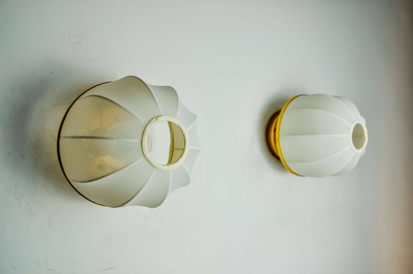 Pair Of Regency Wall Lights, Pine And Stretched Canvas, Italy, 1970 photo for sale