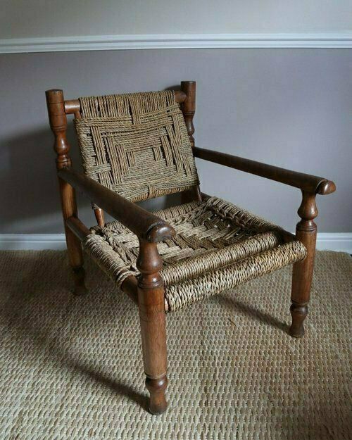 1950s Audoux And Minnet Wood And Rope Armchair