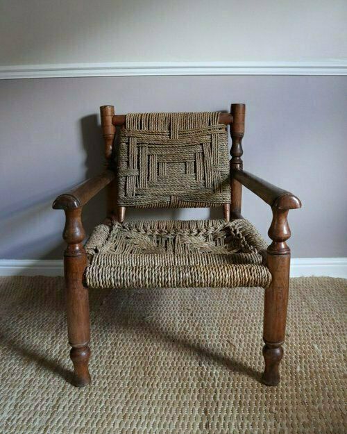 1950s Audoux And Minnet Wood And Rope Armchair photo furniture