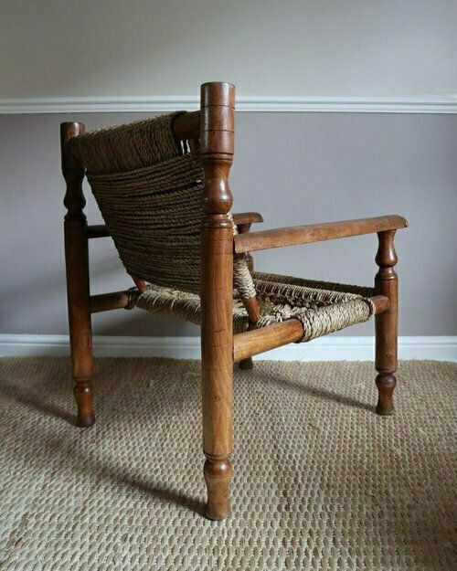 1950s Audoux And Minnet Wood And Rope Armchair photo buy