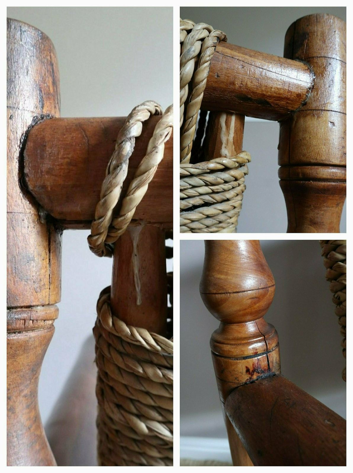 photo for sale 1950s Audoux And Minnet Wood And Rope Armchair