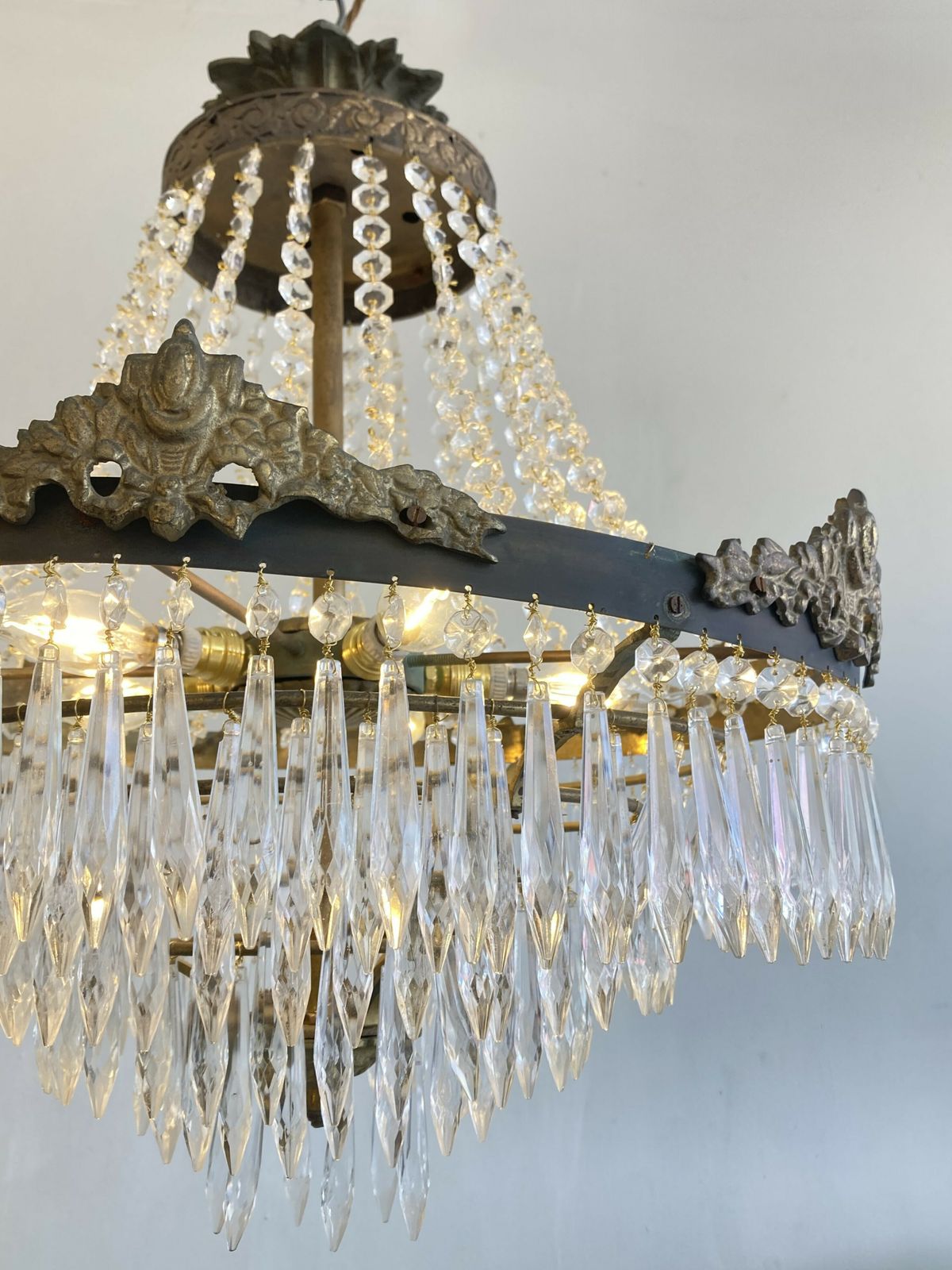 Antique Waterfall Chandelier With Empire Top photo furniture