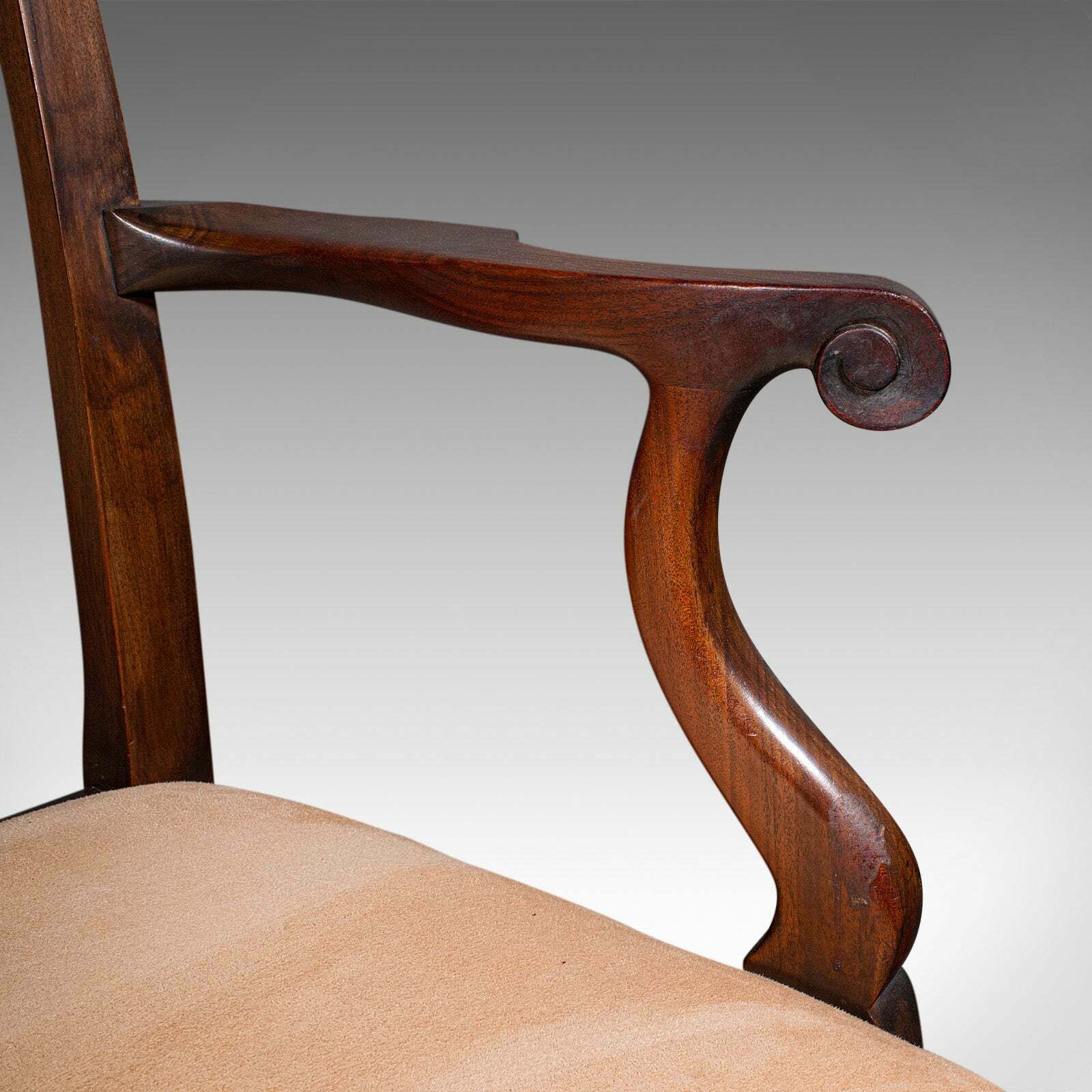 photo furniture Pair Of Antique Morning Room Elbow Chairs, English, Chippendale Taste, Victorian