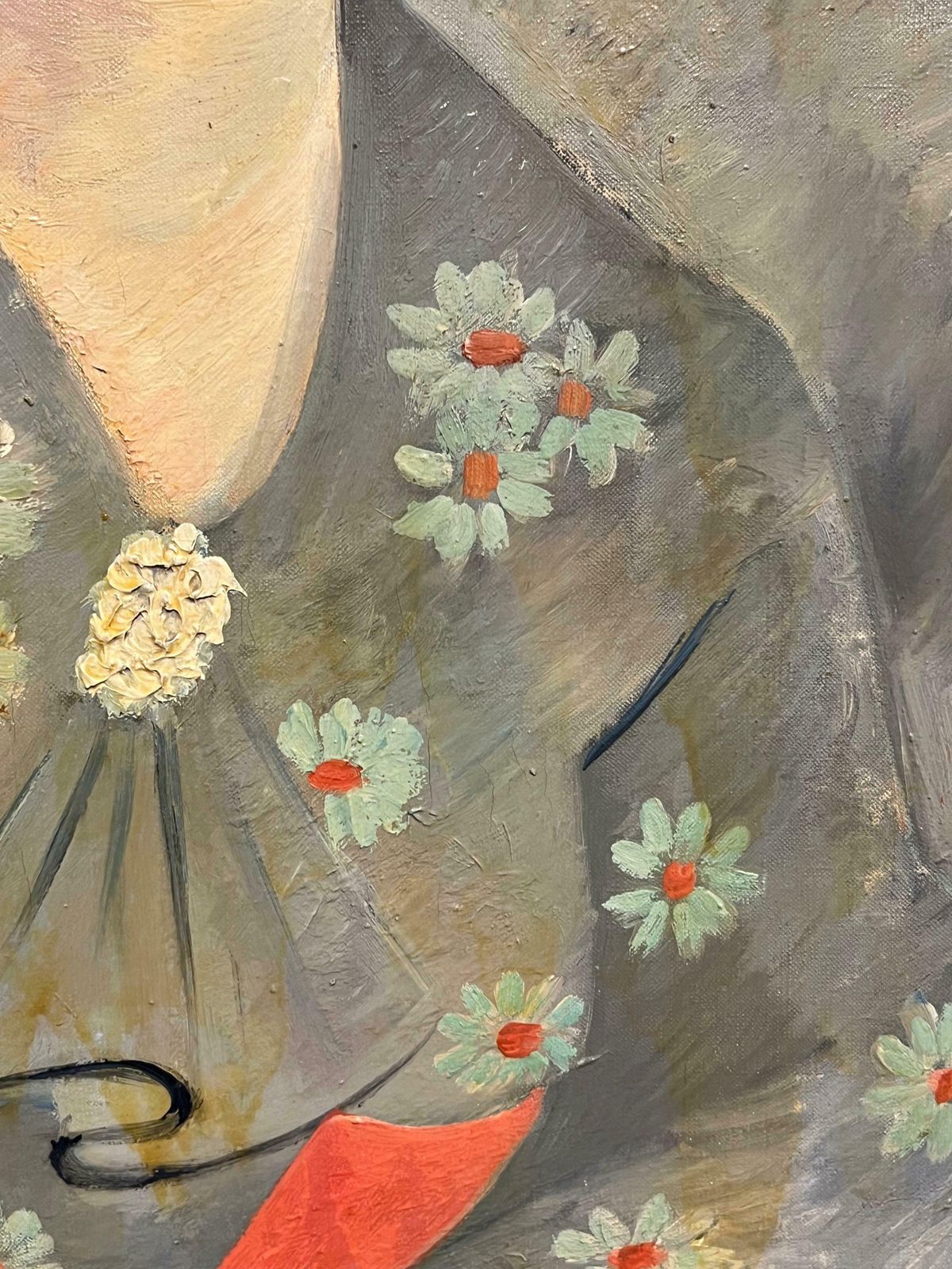 Therese Hummel1930's French Post Impressionist Oil Elegant Portrait Of Woman In Floral Attire1937 photo Art