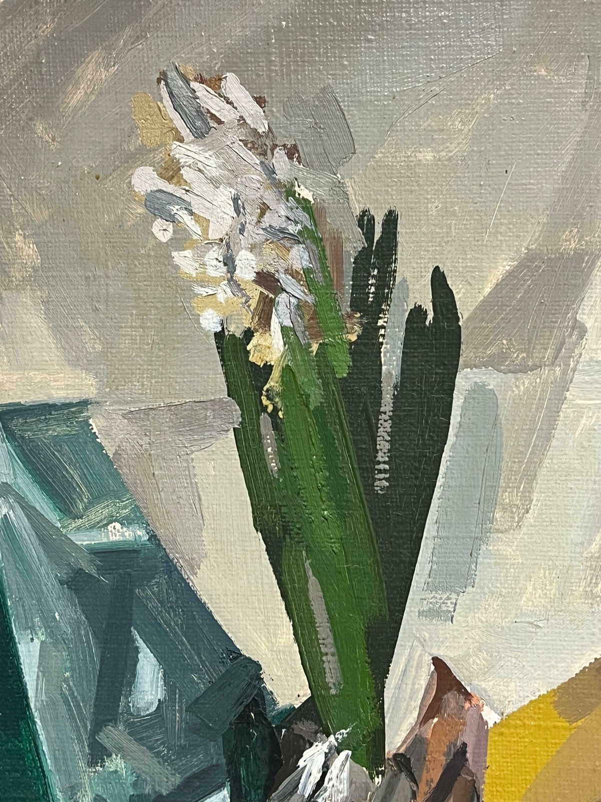 René Guinand (1892 1983)modernist Still Life With White Orchid Abstract Oil Painting 1950's French1950 photo for sale