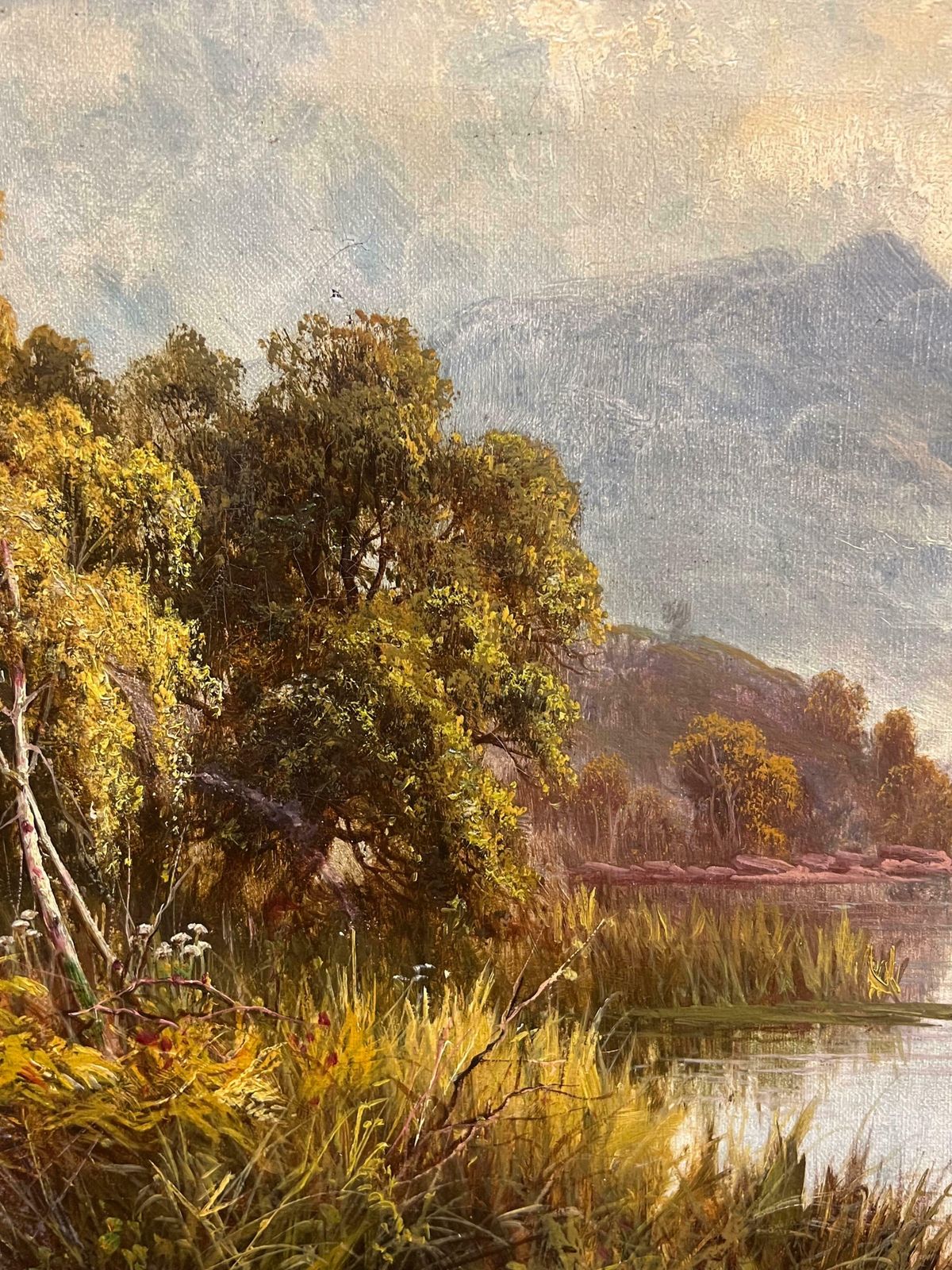 Sidney Yates Johnsonantique Scottish Highlands Loch Scene With Boatman Tranquil Signed Painting1899 photo Art