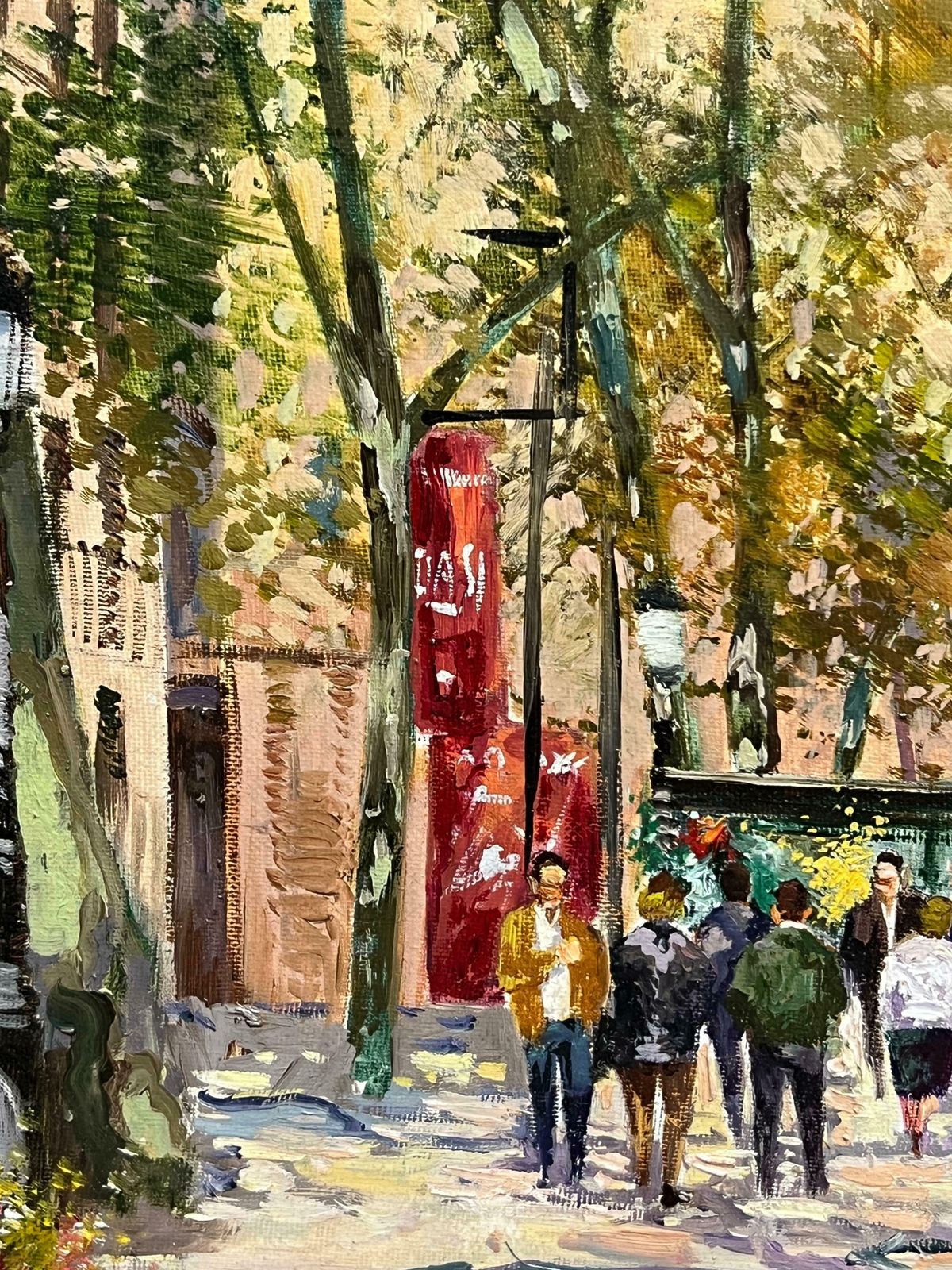 French Schoolmid 20th Century Autumnal Parisian Street Scene With Flower Stalls Signed Oil Mid 20th Century photo 850.0