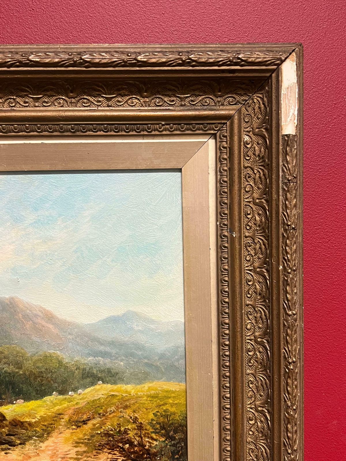 Art Welsh School19th Century Welsh Oil Landscape With Rustic Watermill With Figure By The Stream19th Century photo
