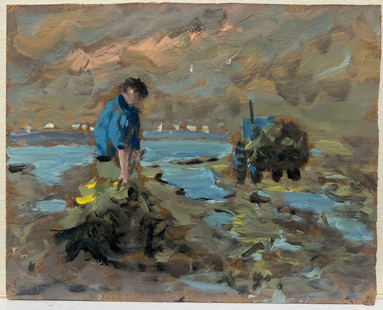 Fanch Lelfisherman At Low Tide A Coastal Scene Of Labor And Reflection Landscape20th Century photo furniture