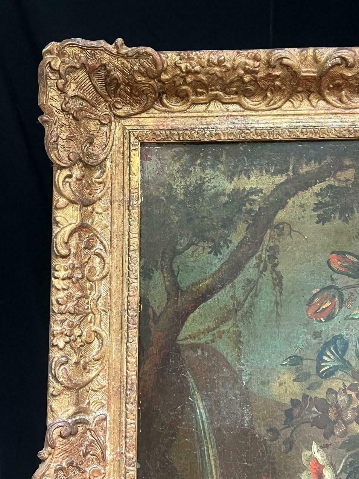 photo furniture French School18th Century Baroque Oil Still Life Flowers Floral Arrangement In An Ornate Urn18th Century