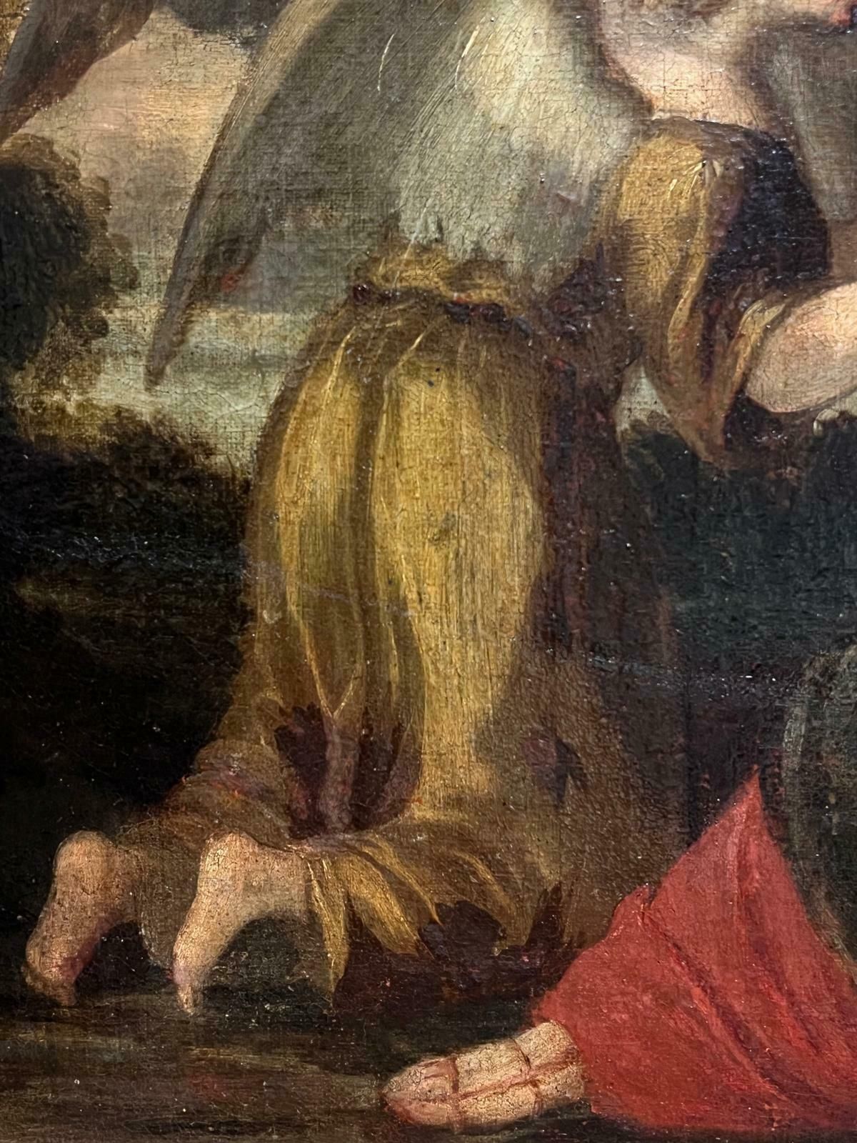 17th Century Italian School17th Century Painting Baroque Madonna & Child Attendant Angels Offering Gifts 17th Century photo vintage