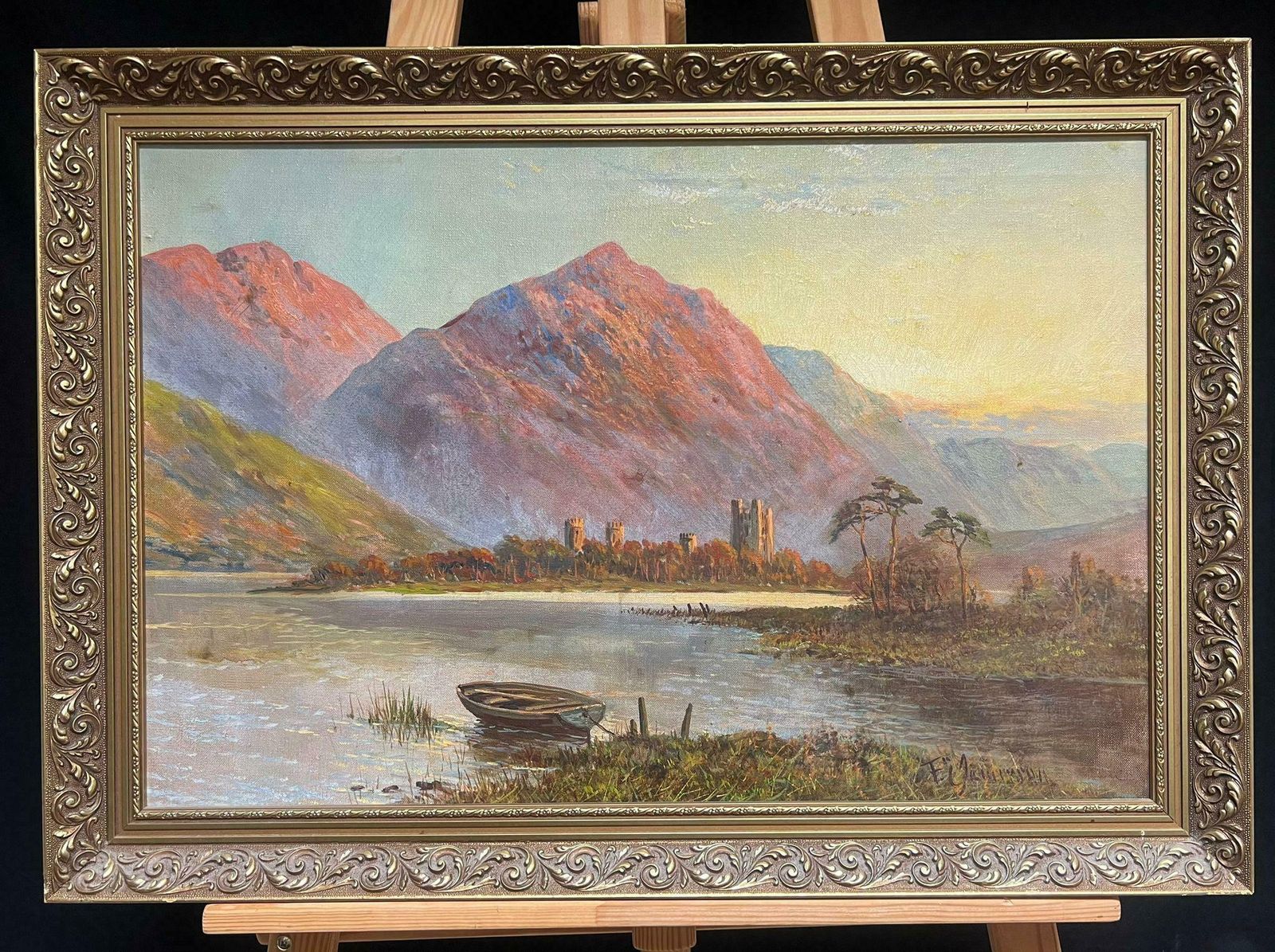 F. E. Jamiesonmajestic View Of Kilchurn Castle At Dusk Overlooking The Waters Of Loch Awe 1920's photo for sale