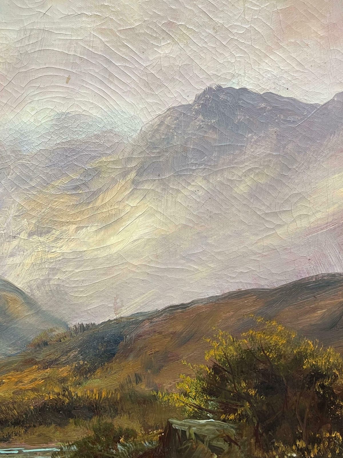 F. E. Jamiesonantique Scottish Oil Highland Waterfall With Distant Mountains Oil Painting 1920's photo buy