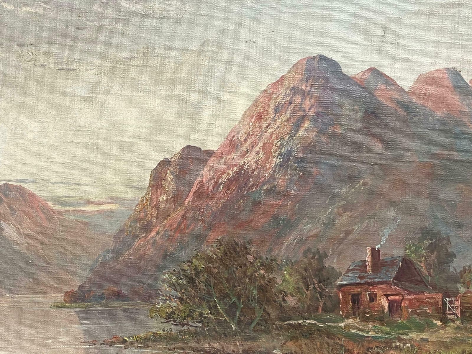 F. E. Jamiesonantique Scottish Highland Quiet Lakeside Cottage In The Shadow Of Lochgoilhead 1920's photo Art