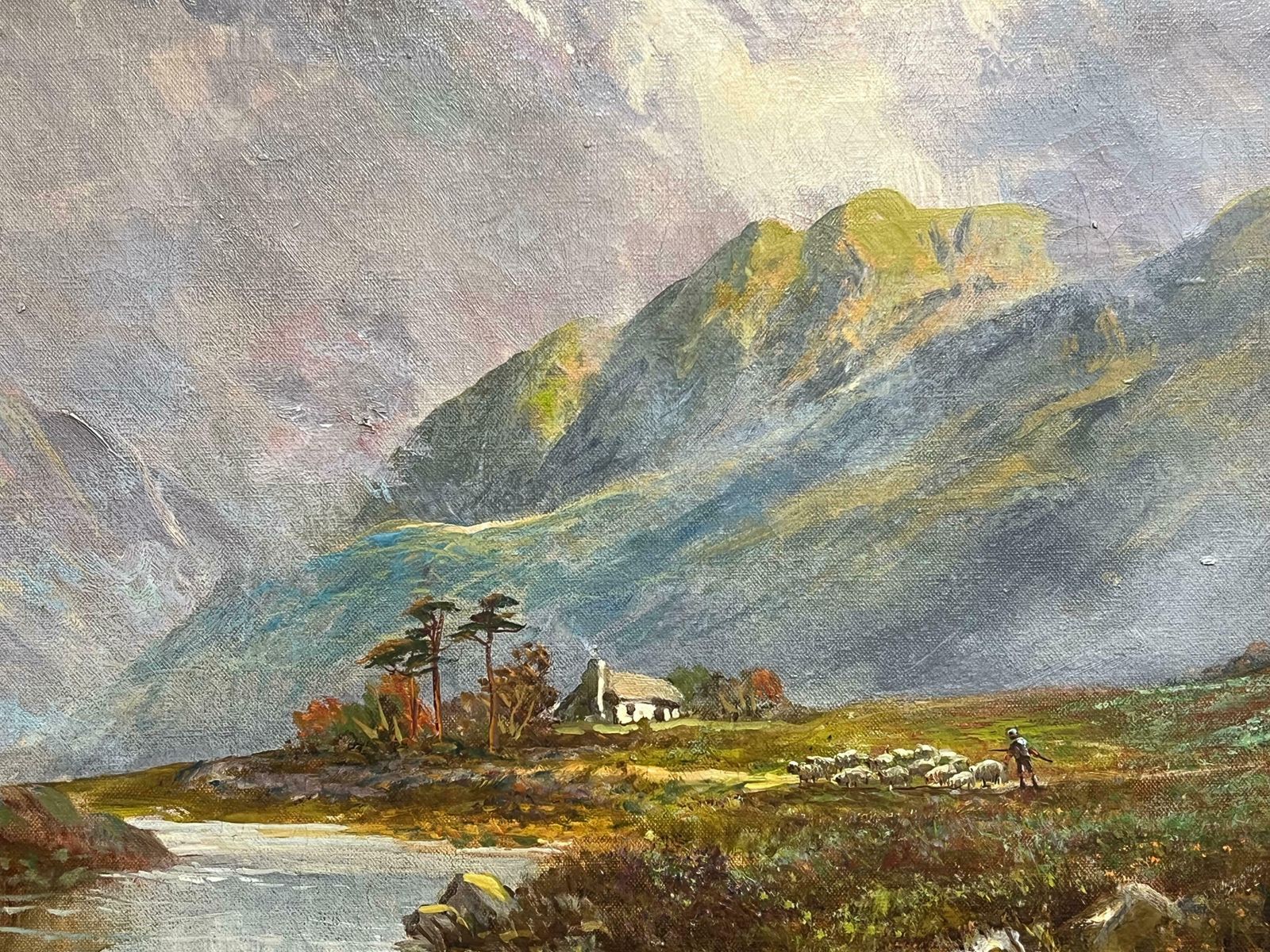 F. E. Jamiesonantique Scottish Highland Mountain Valley River & Cottage Strathtay Perthshire1920's photo Art