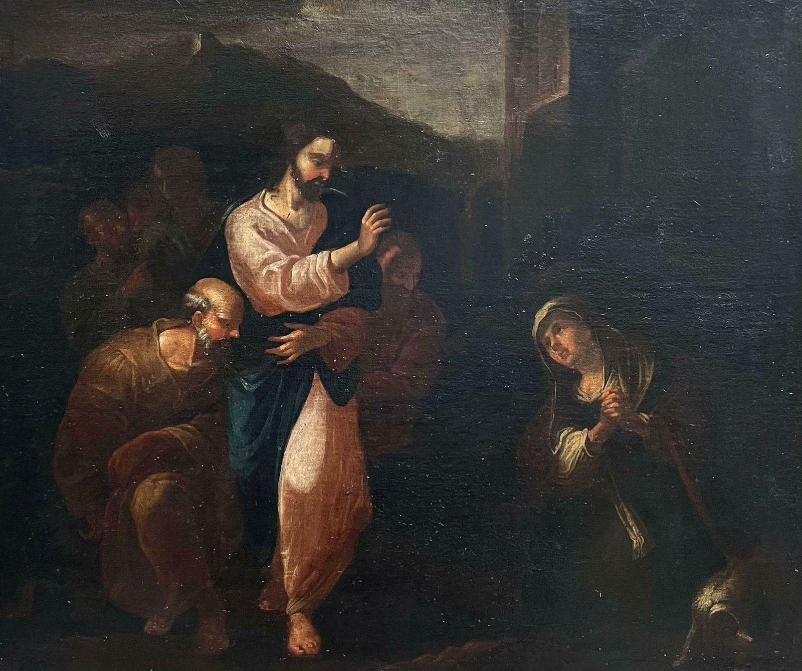 17th Century Italian School17th Century Large Italian Old Master Oil Christ And The Penitent Canaanite 17th Century photo furniture