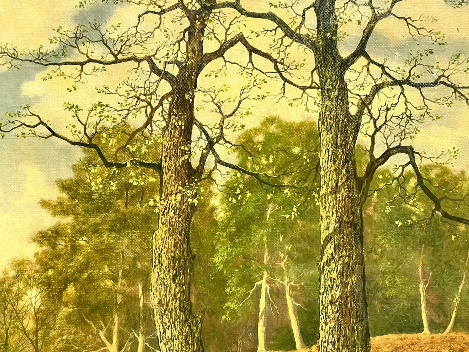 David Meadvery Large British Signed Oil Painting Copper Autumn Woodland Pond Landscape photo vinterior