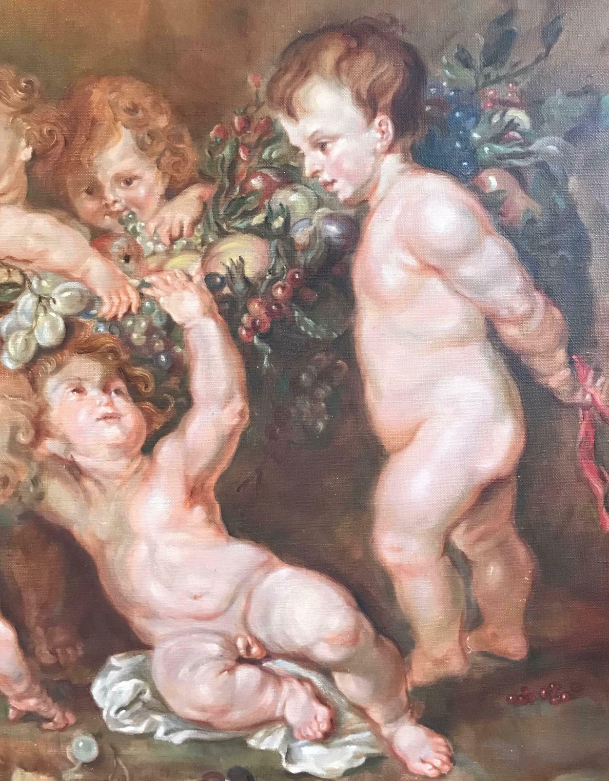Unknowncupids Playing Very Large Bacchanal Rococo Scene Antique Oil Paintingc.1900's photo Art