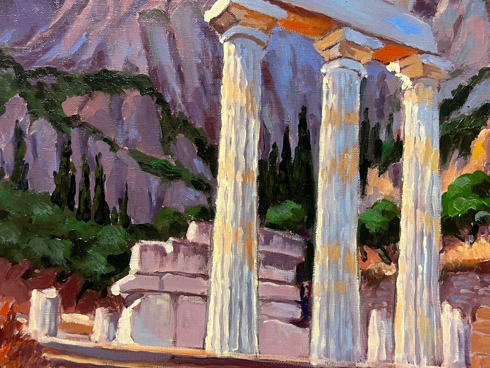 Georges Bordonovelarge French Contemporary Oil Painting Ancient Greek Roman Temple Column Ruins photo 795.0