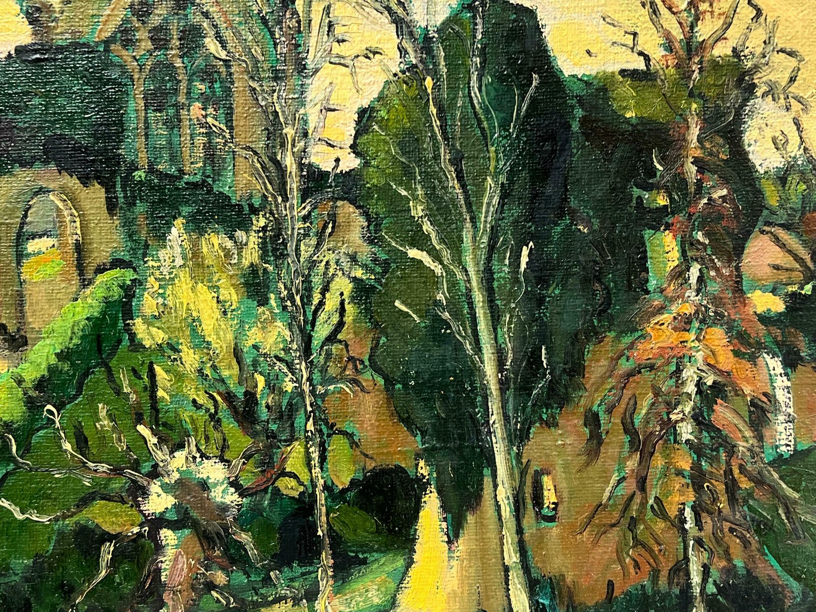 Georges Bordonovelarge French 1960's Oil Painting Old French Village With Ancient Buildings photo 950.0