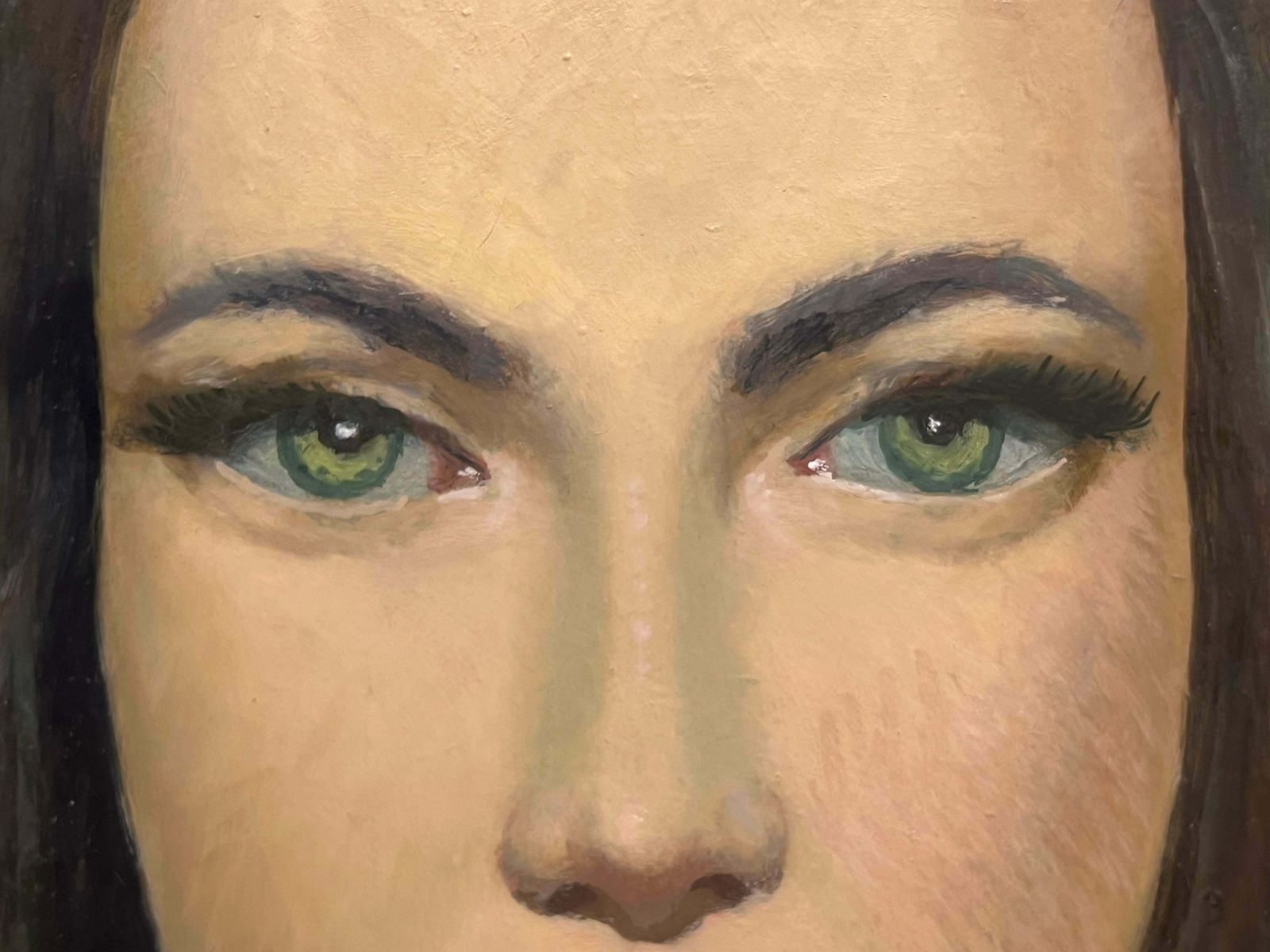 French School1960's French Modernist Oil Painting Portrait Of Young Lady Direct Gaze photo 800.0