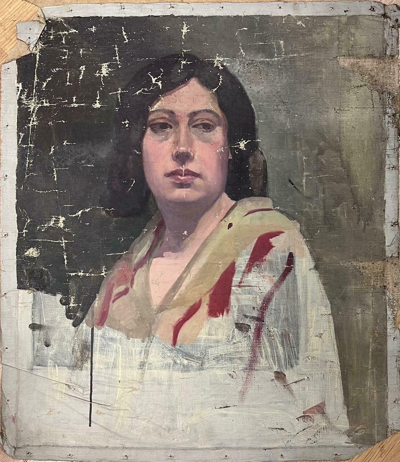 Jean Laforgue1930's French Portrait Of A Lady Sketchy Atmospheric Working Study On Canvas1930's photo furniture