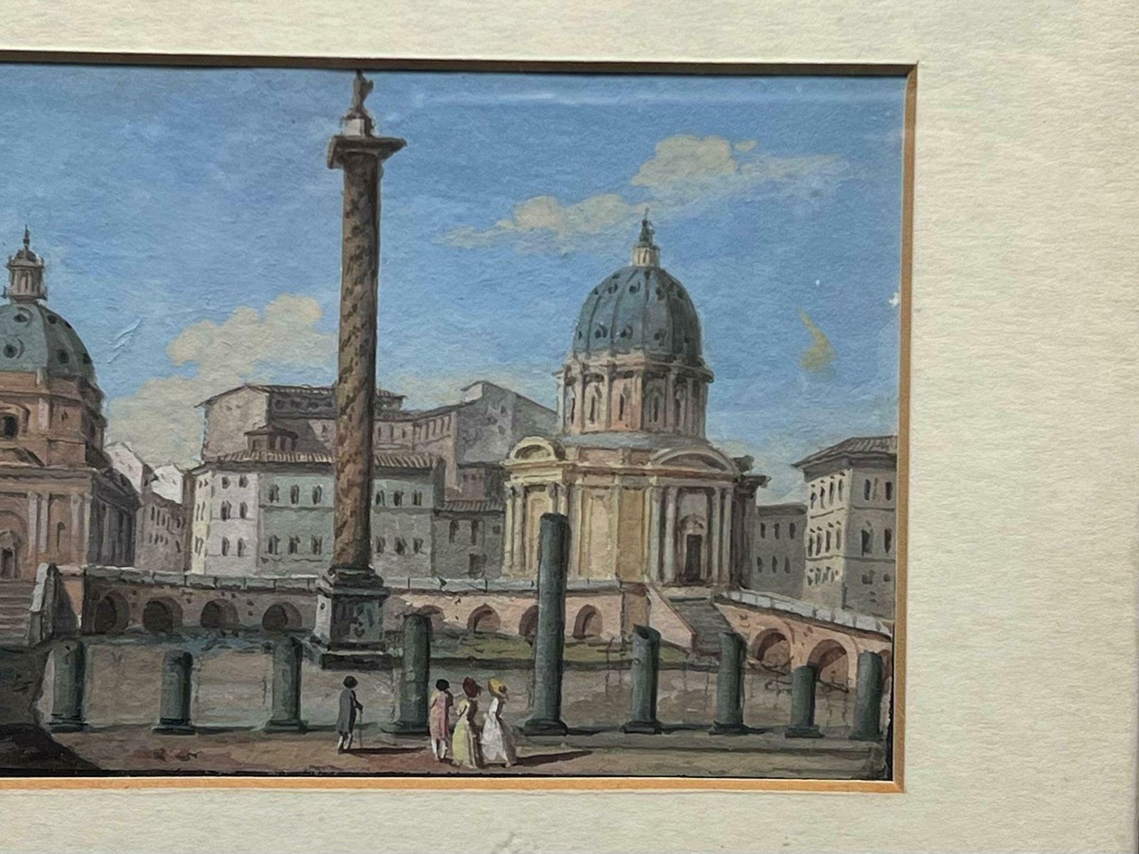 Italiantrajan’s Column View Rome Early 19th Century Grand Tour Gouache On Paper photo Art