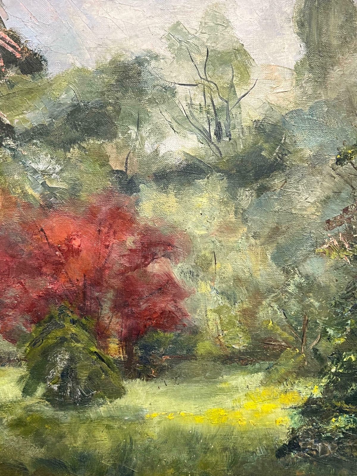 Simone Forge1930's French Impressionist Oil Painting Bright & Colorful Ornamental Trees1930's photo for sale