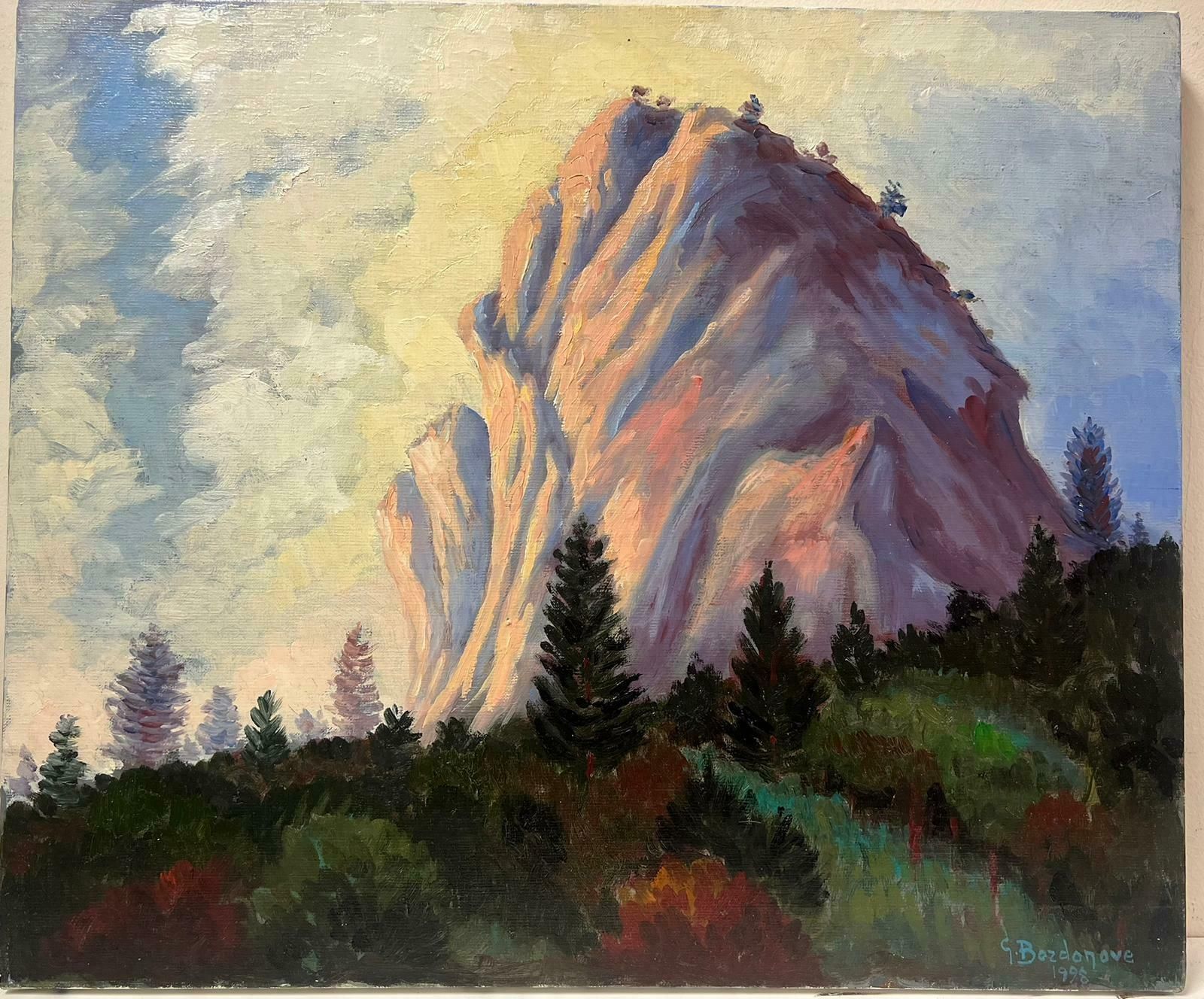 Georges Bordonovelarge French Contemporary Oil Painting Dramatic Rock Formation Landscape photo furniture