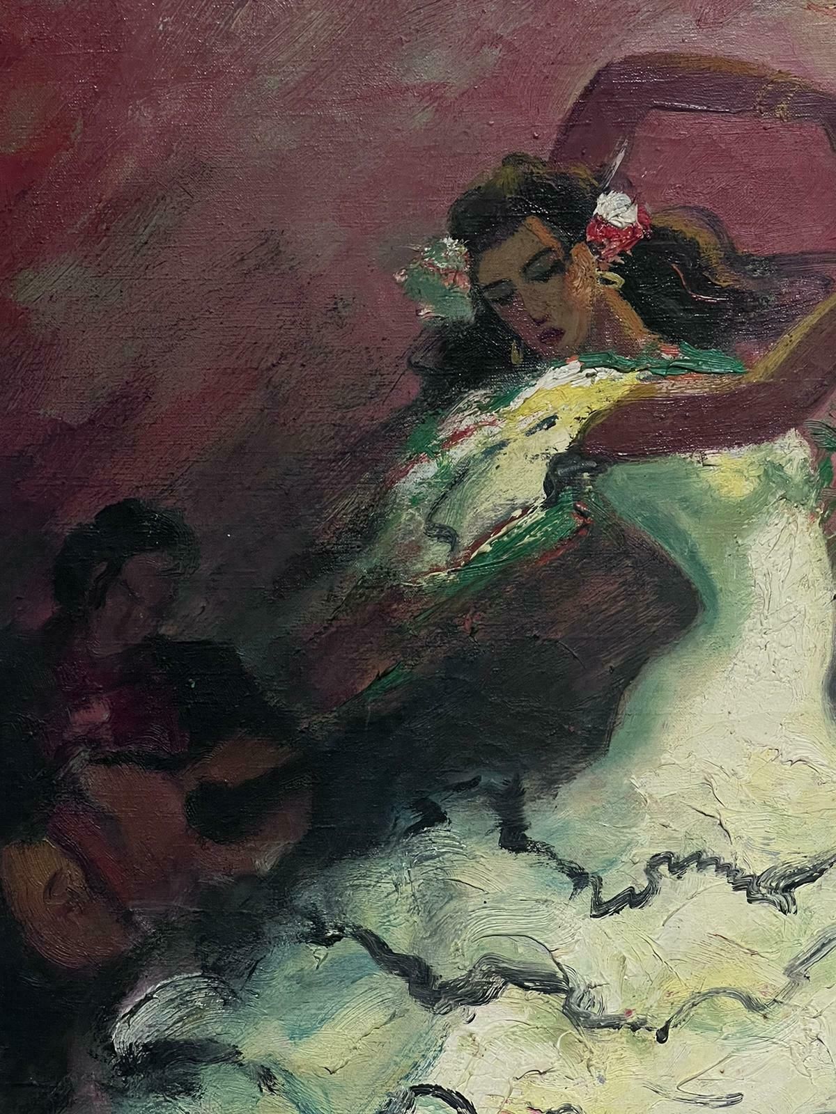 French Schoolthe Flamenco Dancer Vintage French Signed Oil Painting Original Frame photo 993.0