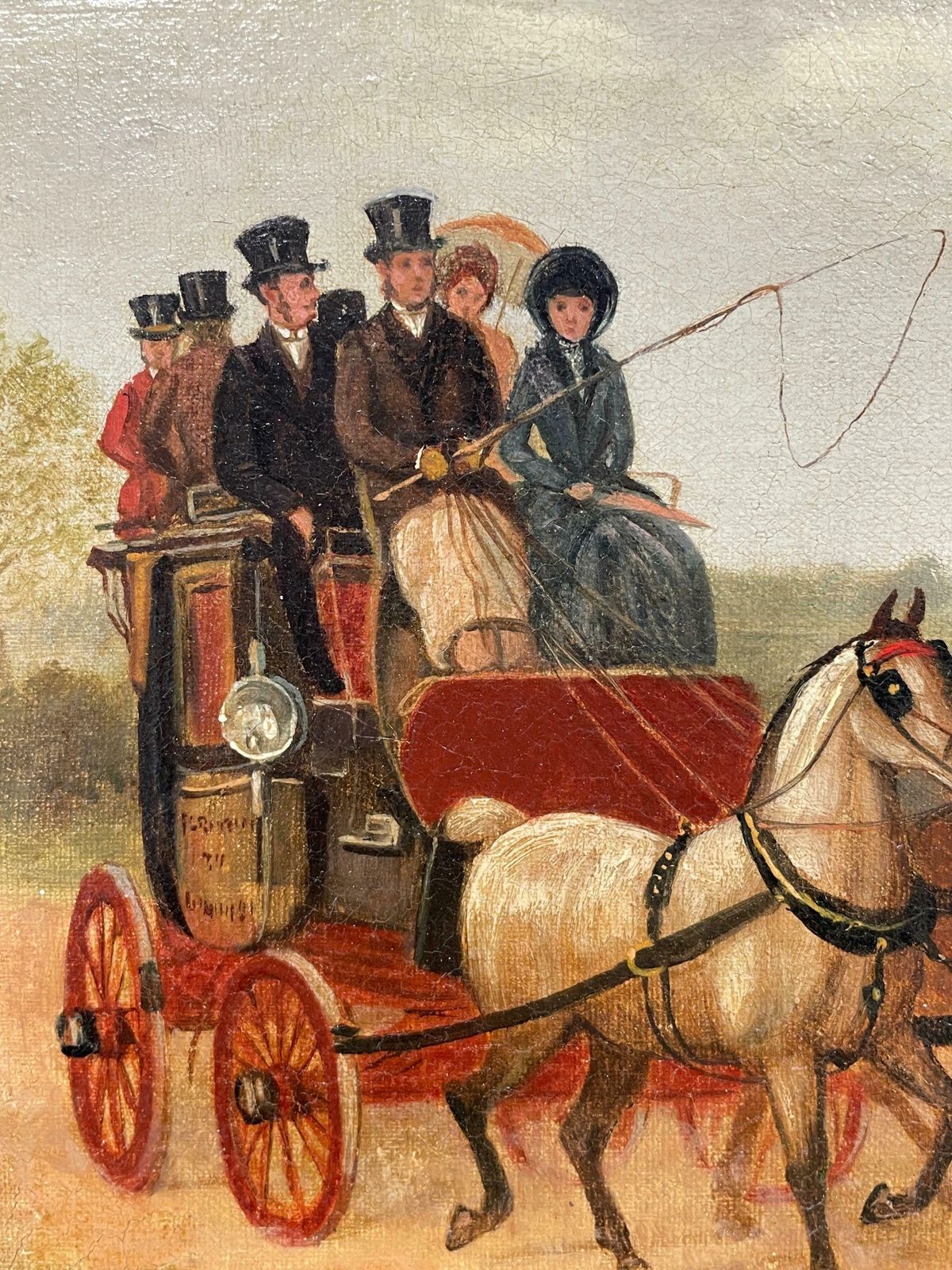 Set Of 4   Fine Victorian Coaching Scene Original Oil Paintings, Coach & Horsesc. 1870's photo for sale