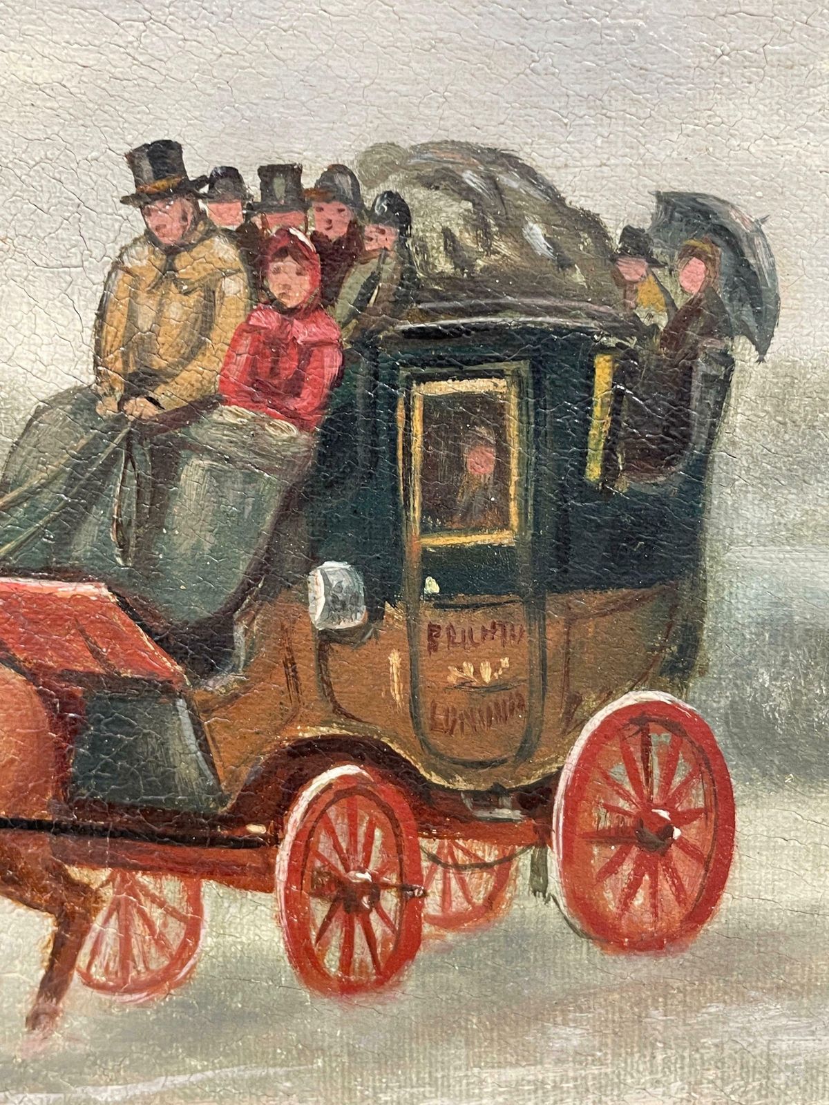 Set Of 4   Fine Victorian Coaching Scene Original Oil Paintings, Coach & Horsesc. 1870's photo 6109.0