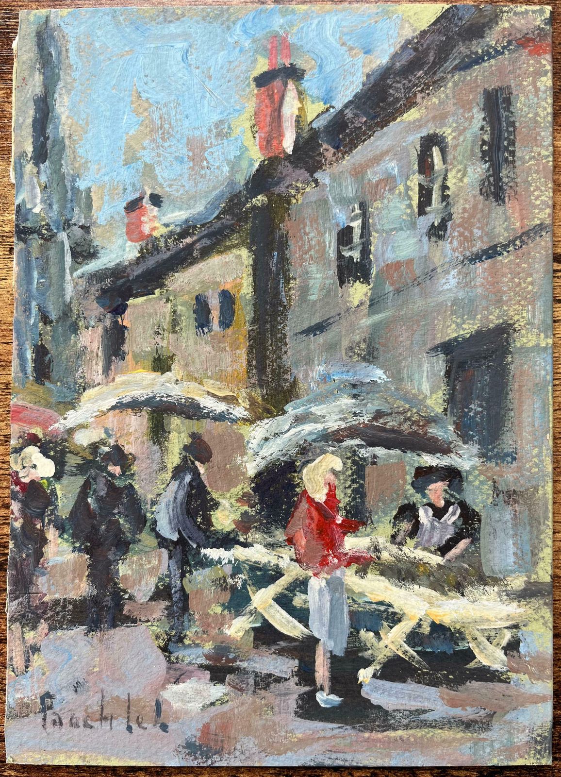 Fanch Lelfrench Impressionist Oil Painting Of Le Marché" Market Scene2003 photo furniture