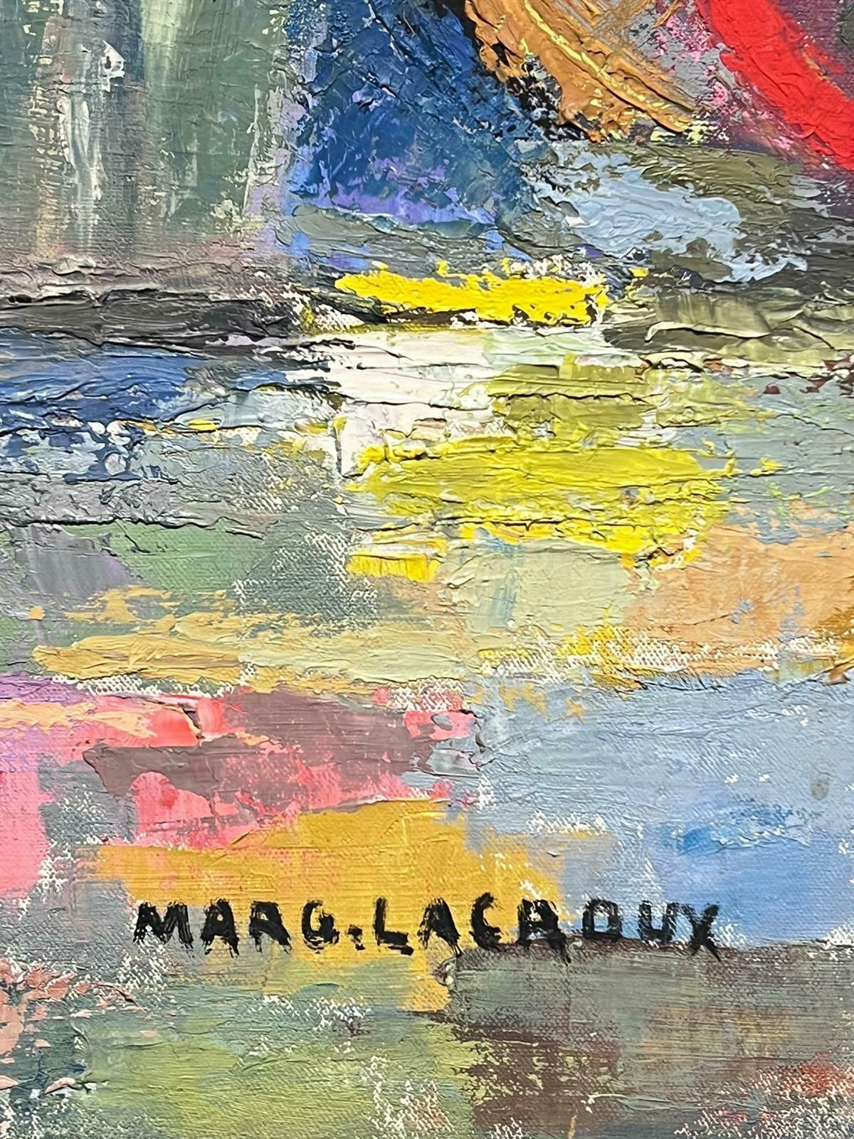 photo furniture Marguerite Lacrouxhuge Mid 20th Century French Cubist Signed Oil Fisherman With Boats Harbor Quay