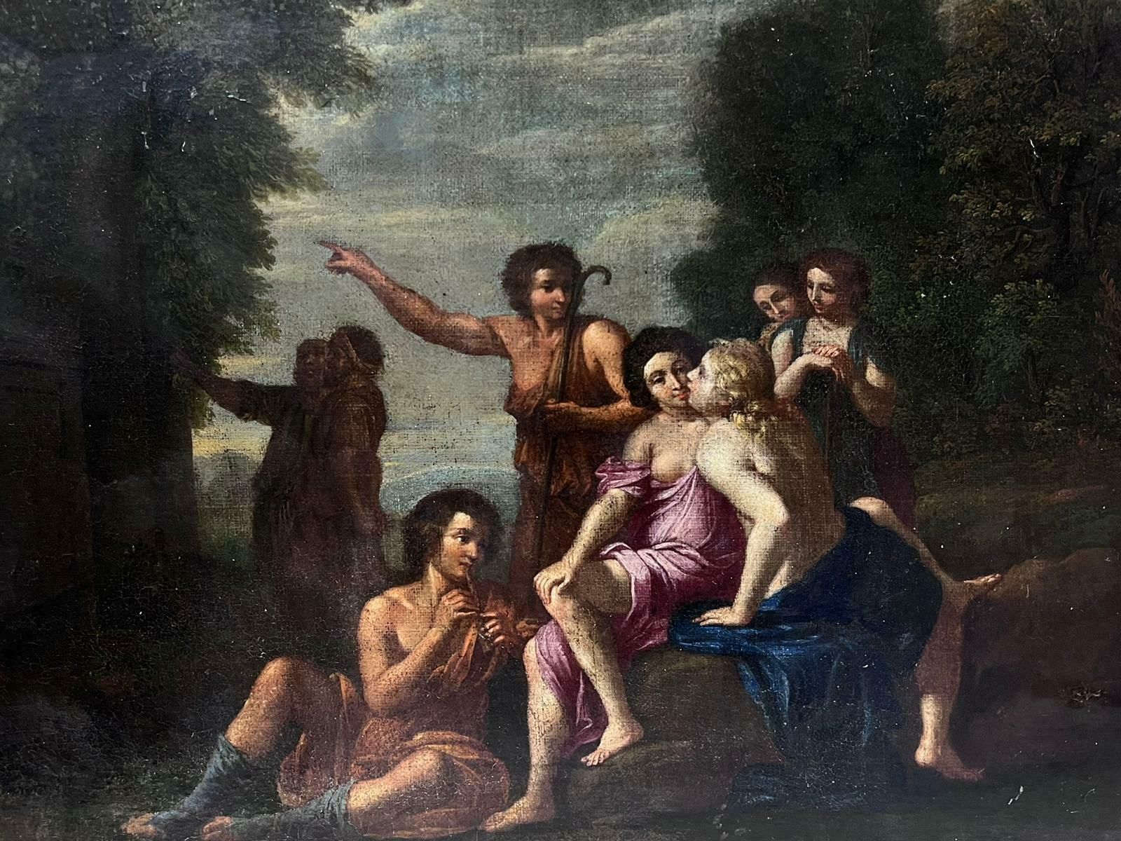 17th Century French Old Master Oil Painting Classical Robed Semi Nude Figures photo vinterior