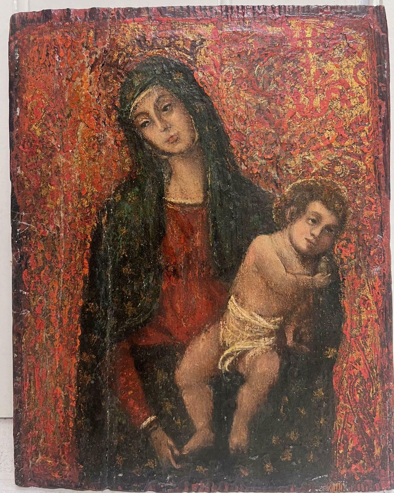 17th Century Italian Old Masterfine 17th Century Italian Old Master Oil Painting Madonna With Christ Child photo furniture