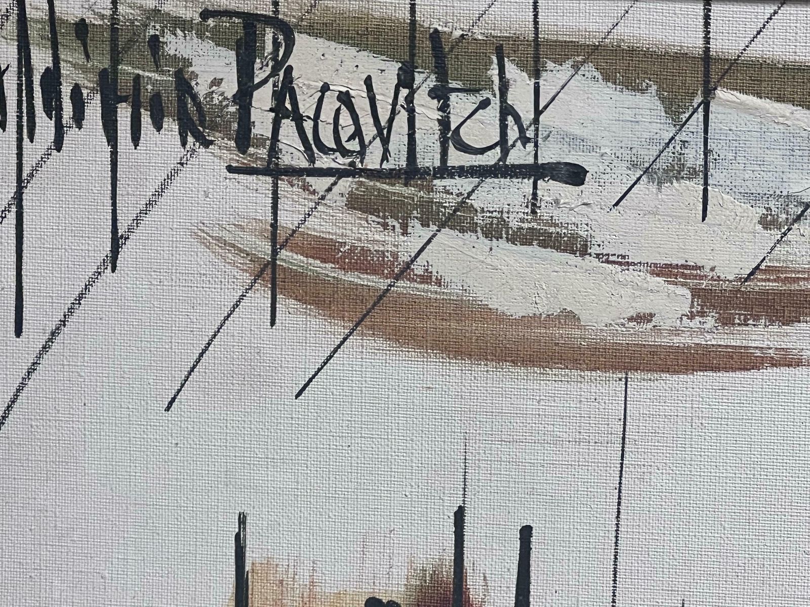 French Schoolst Tropez Harbor France Large 1970's French Modernist Oil Painting On Canvas1970 photo buy