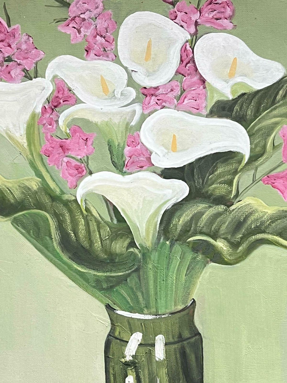 Paul Barremid 20th Century French Post Impressionist Signed Oil Pink & White Flowers photo Art