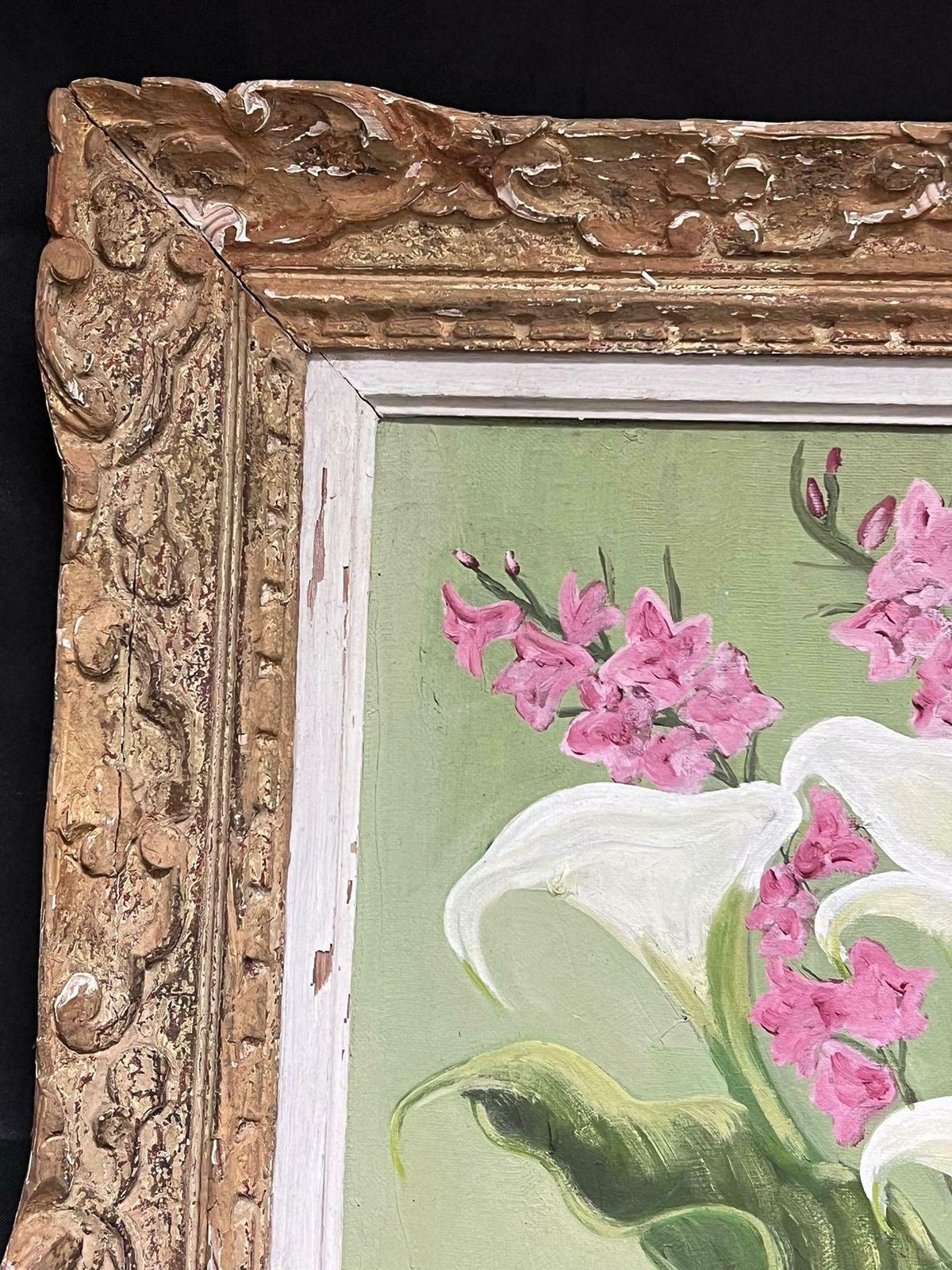 Paul Barremid 20th Century French Post Impressionist Signed Oil Pink & White Flowers photo vinterior