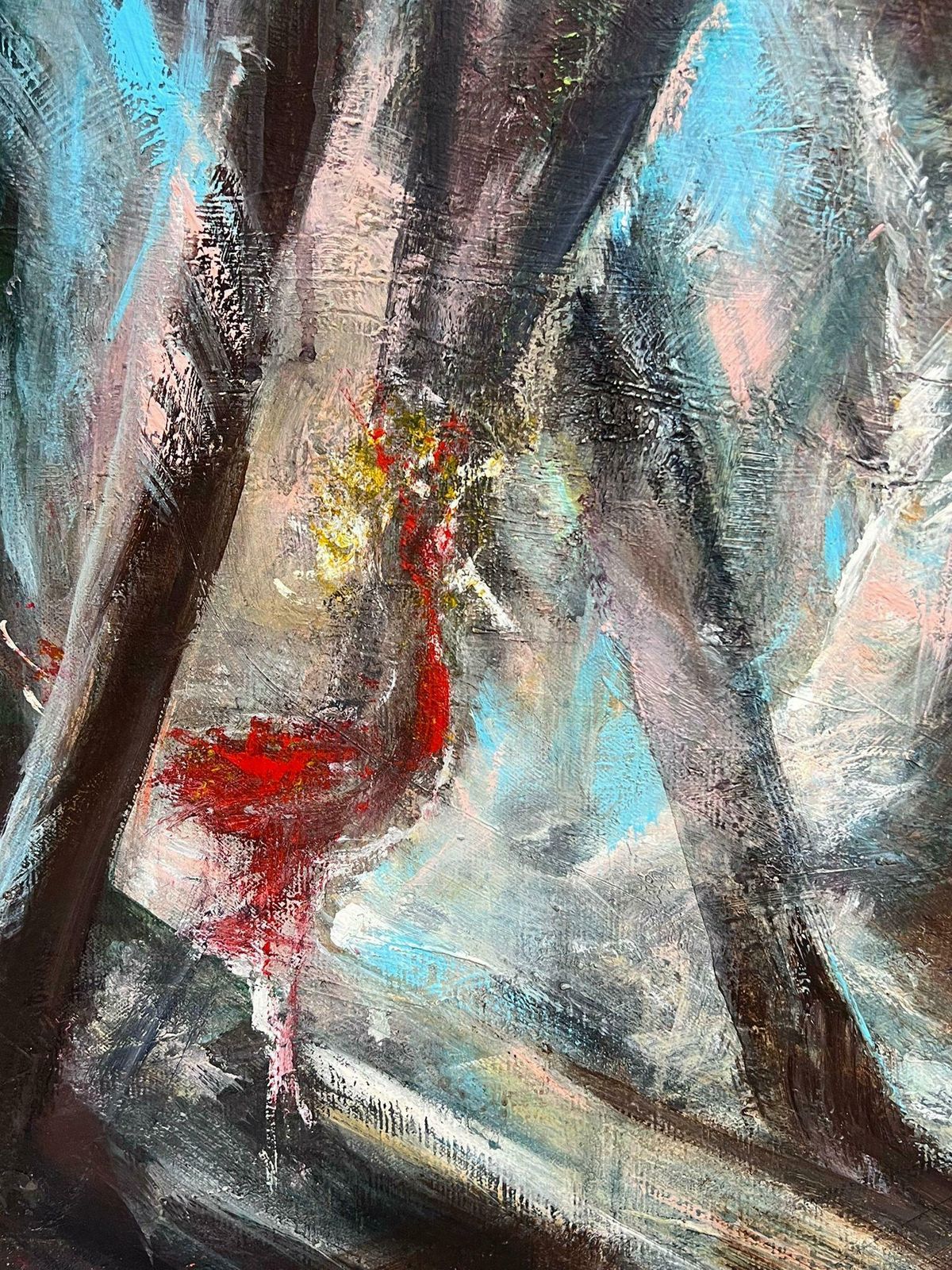 French Schoolhuge 1960's French Fantasy Abstract Oil Painting Nude Lady Walking Through Woods1960's photo Art