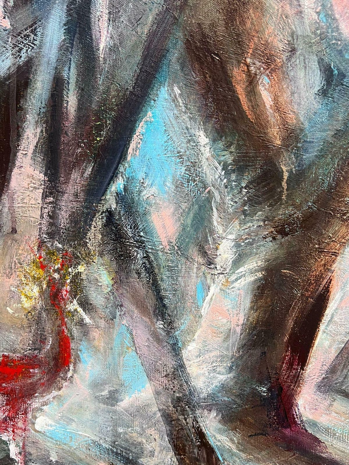 French Schoolhuge 1960's French Fantasy Abstract Oil Painting Nude Lady Walking Through Woods1960's photo 3500.0
