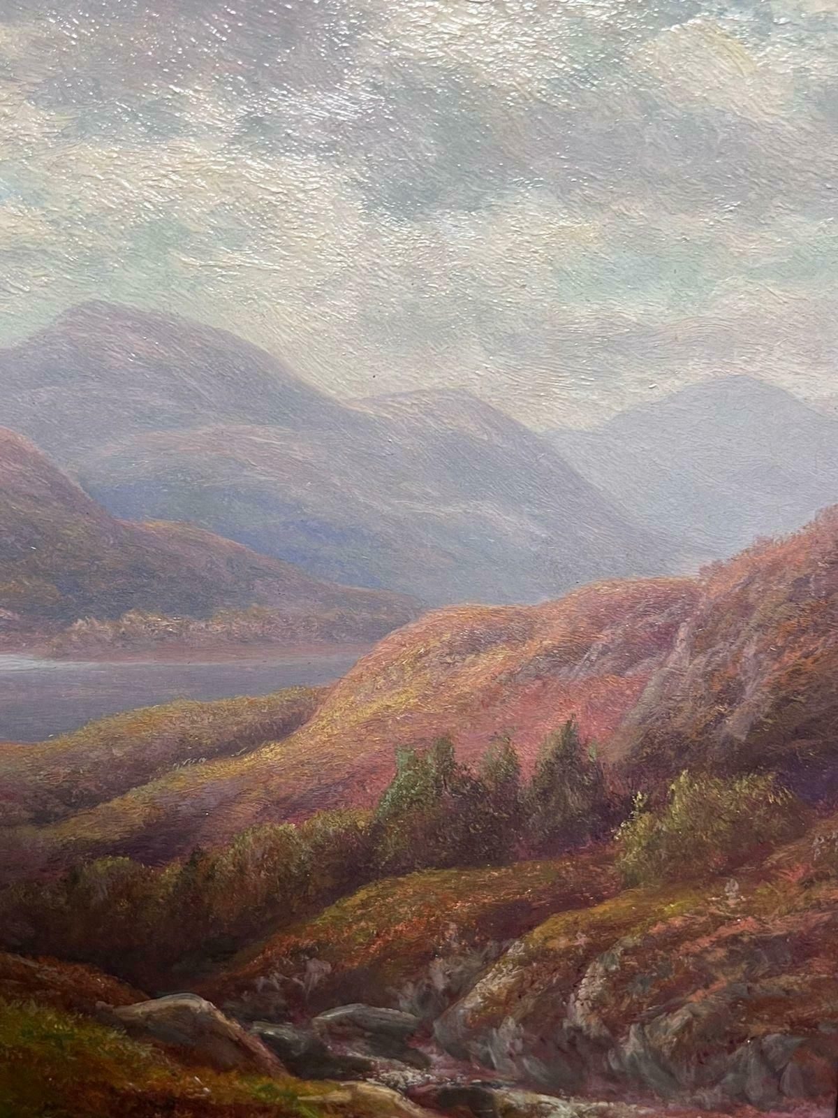 Everett Watson Mellorantique Scottish Oil Autumn Highlands Tranquil Landscape With Sheep Oil Painting photo for sale