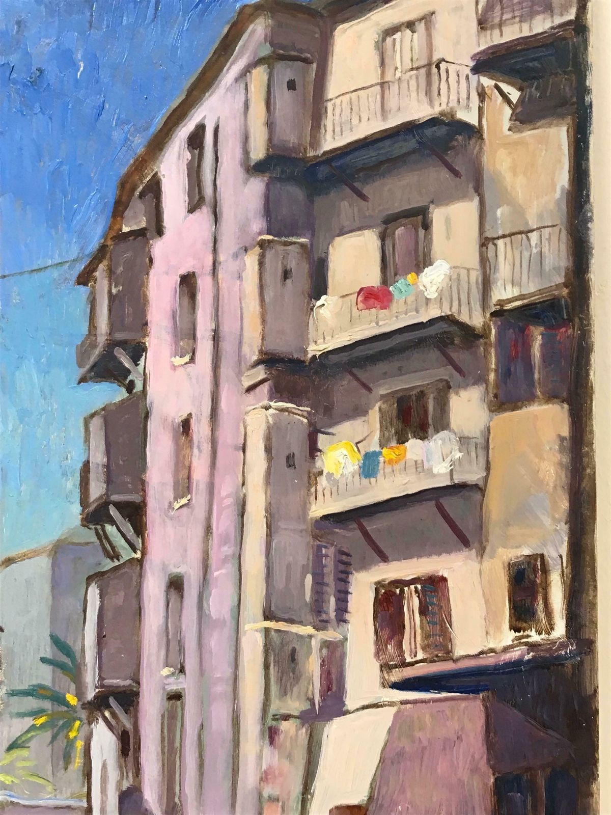 French School1930's French Impressionist Oil Provencal Old Town Village Houses & Washing photo buy