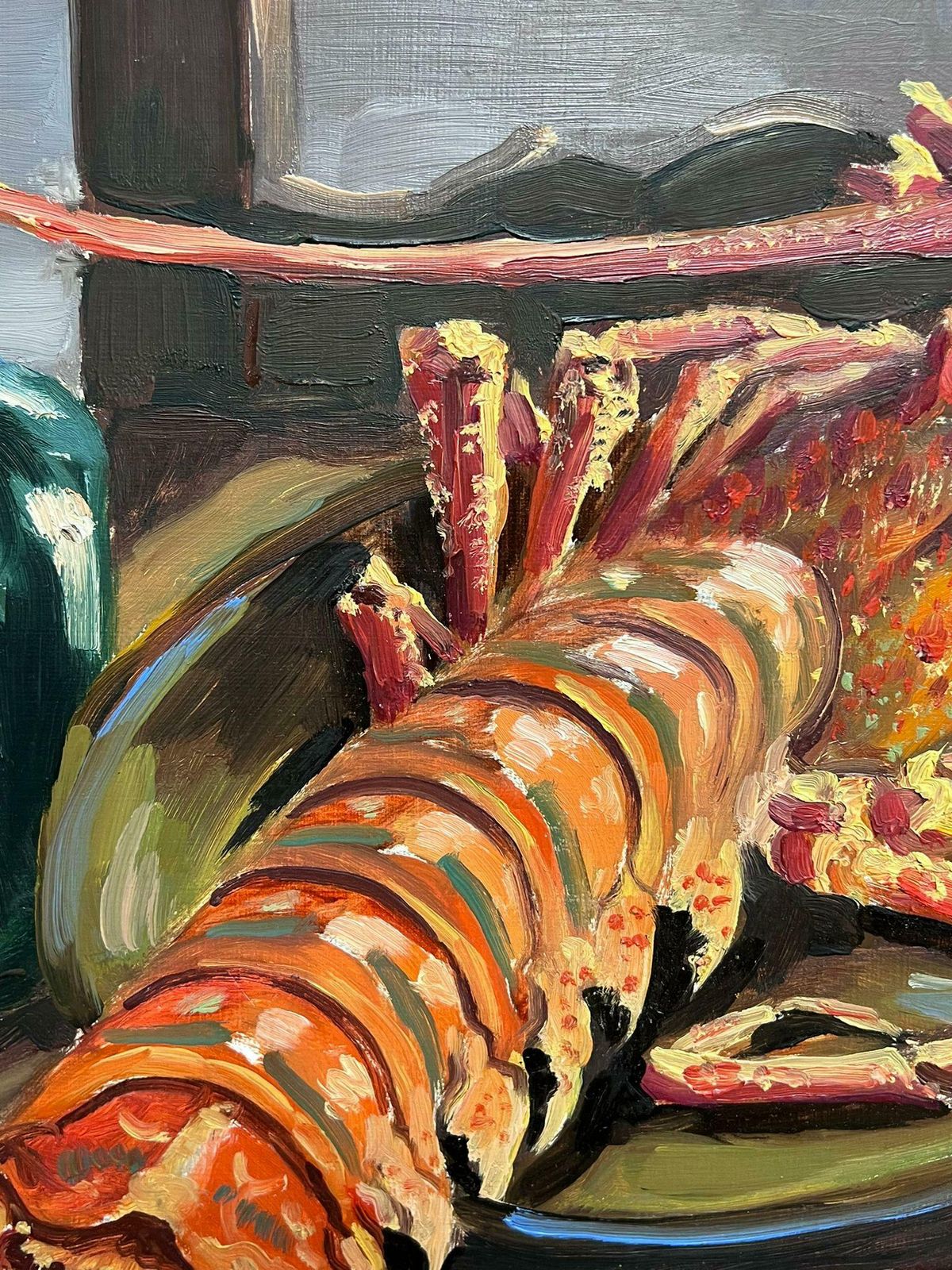 photo furniture Georges Bordonoveseafood 1970's French Impressionist Signed Oil Lobster & Sea Shell