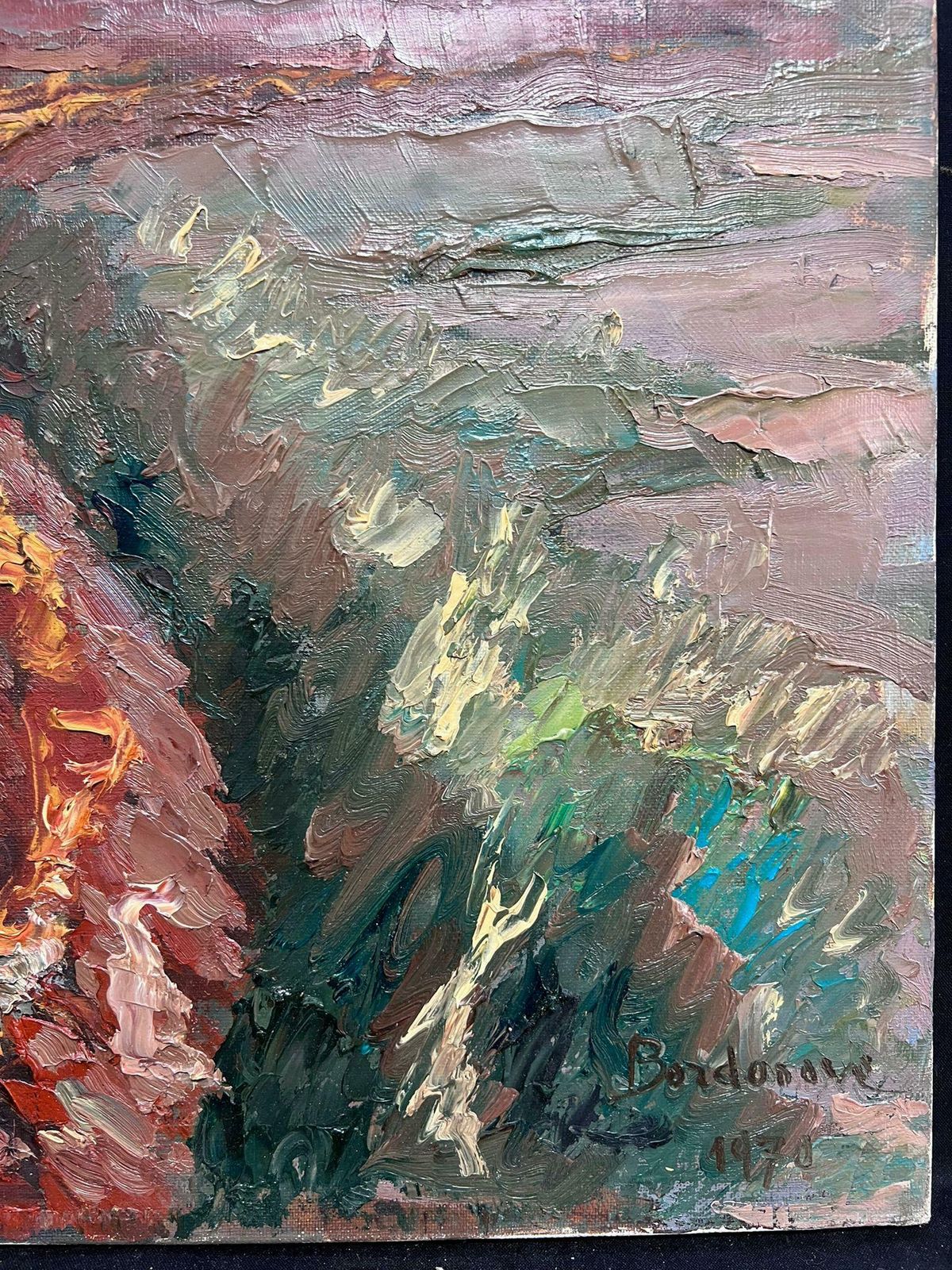 Georges Bordonove1970's French Post Impressionist Signed Oil Rural Autumn Furloughed Fields1970 photo vinterior