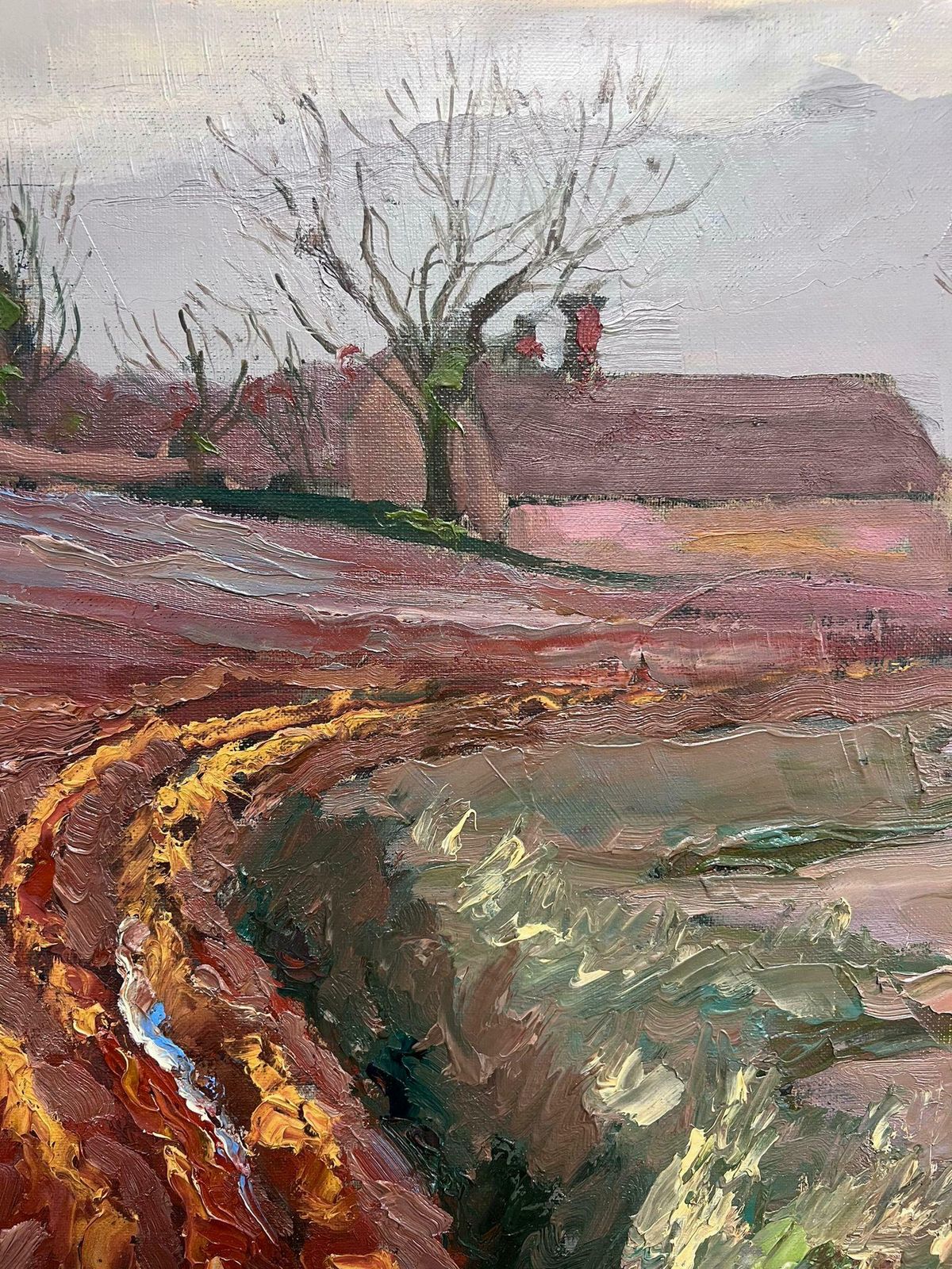 Georges Bordonove1970's French Post Impressionist Signed Oil Rural Autumn Furloughed Fields1970 photo buy