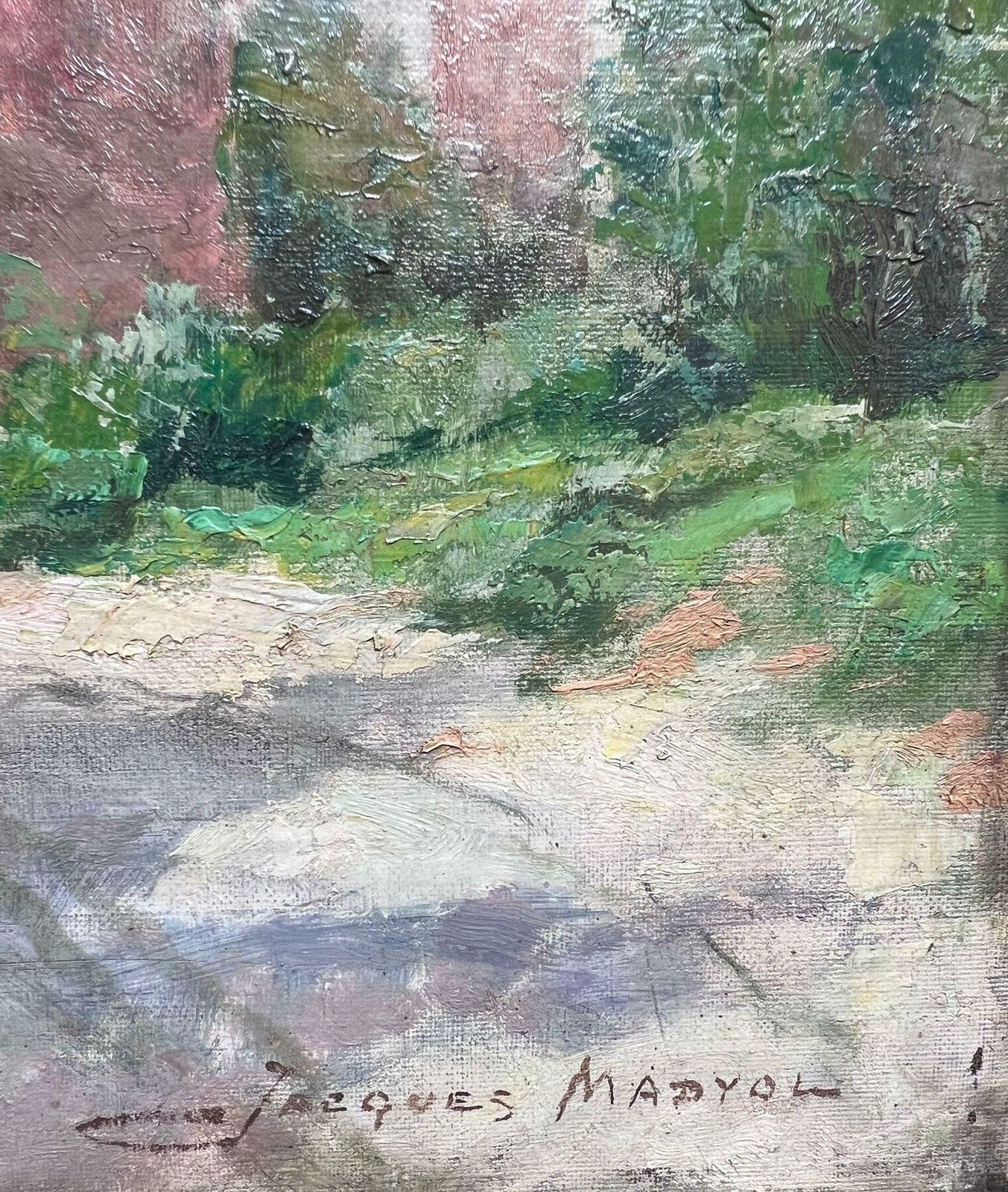 Jacques Madyol1930's Belgian Impressionist Signed Large Oil Dappled Lit Autumn Street Village1930's photo vintage