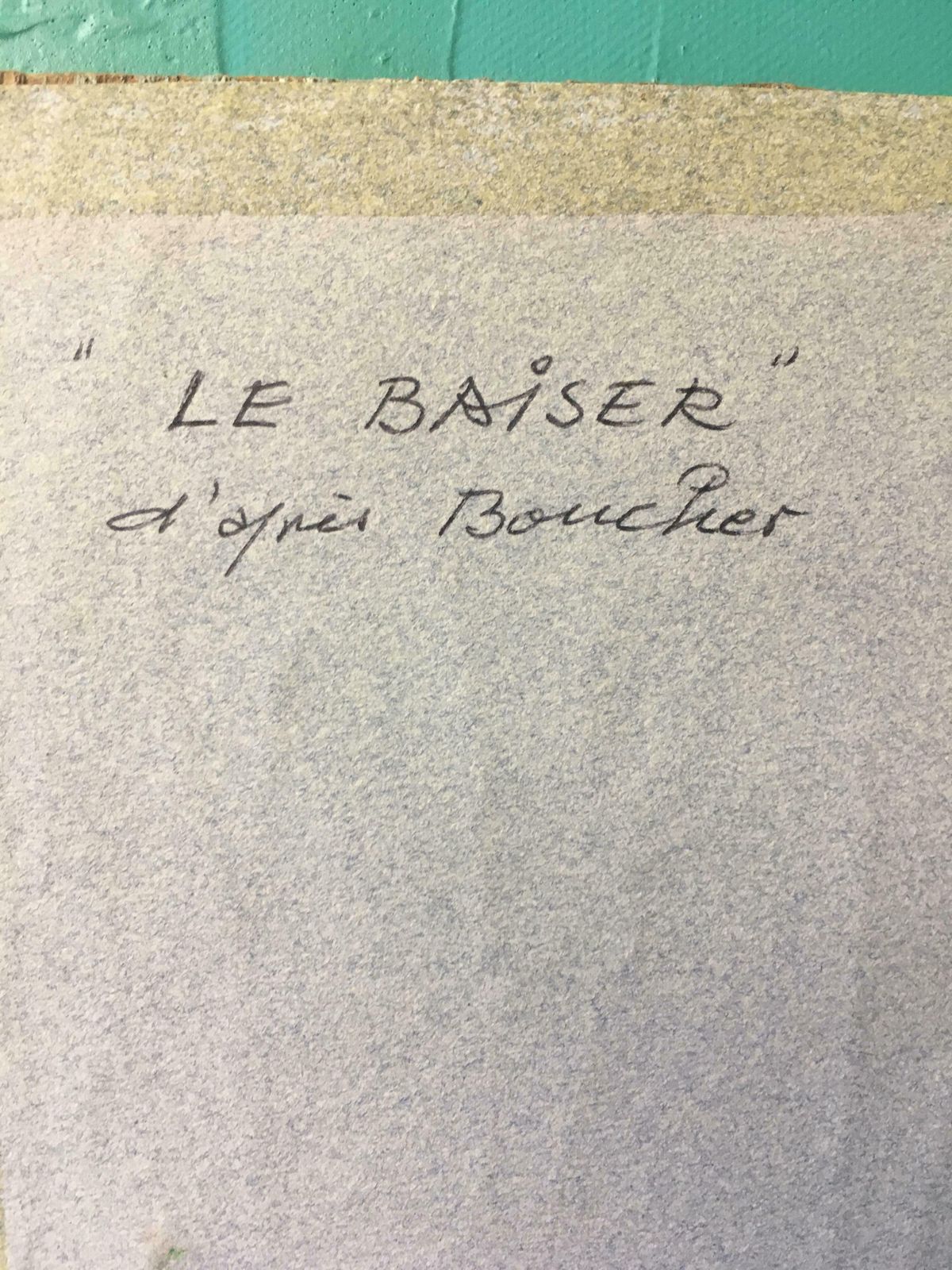 Claude Benard"Le Baiser D'apres Boucher", Impressionist Portrait, Oil Painting, Signed1947 photo vintage