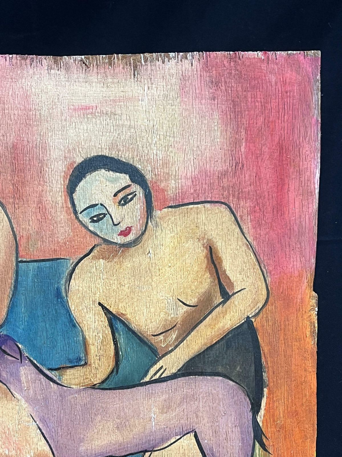 Fauvist Schoolmid 20th Century European Fauvist Signed Oil Nude Figure Group Portrait & Dogmid 20th Century photo vinterior