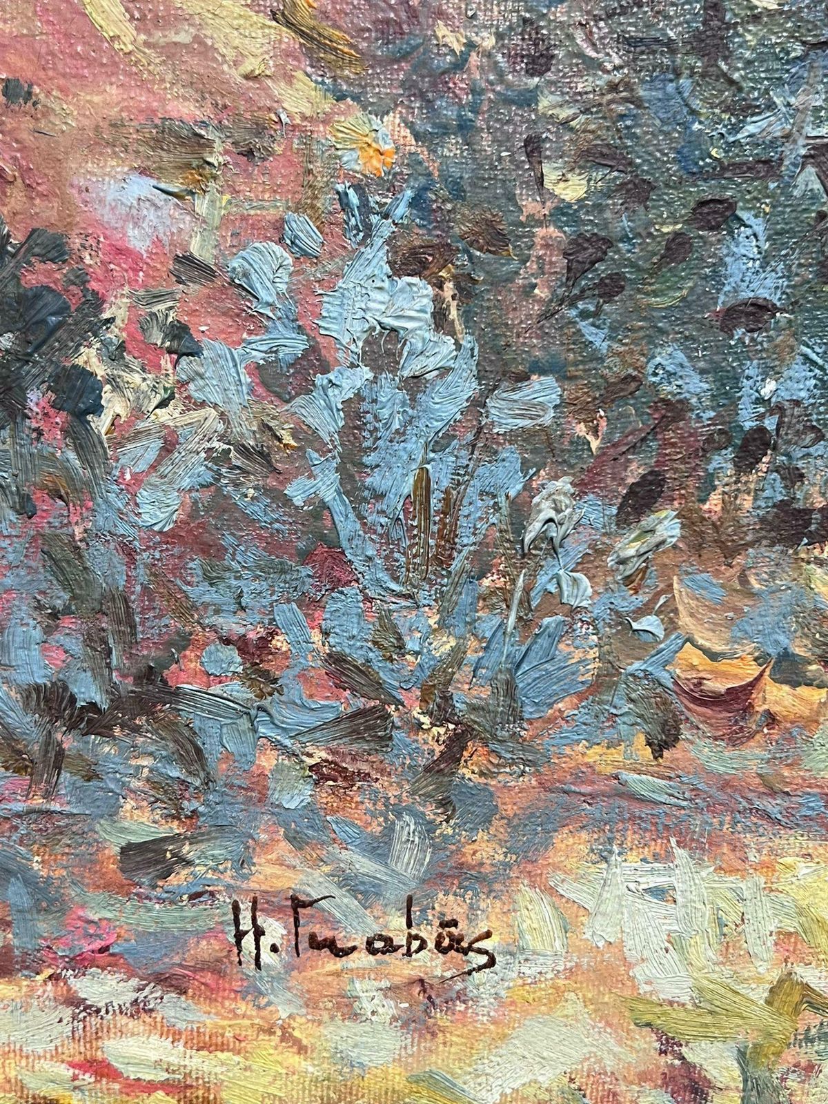 French Schoolfrench Impressionist Signed Oil Painting Provencal Landscape With Stone House20th photo Art